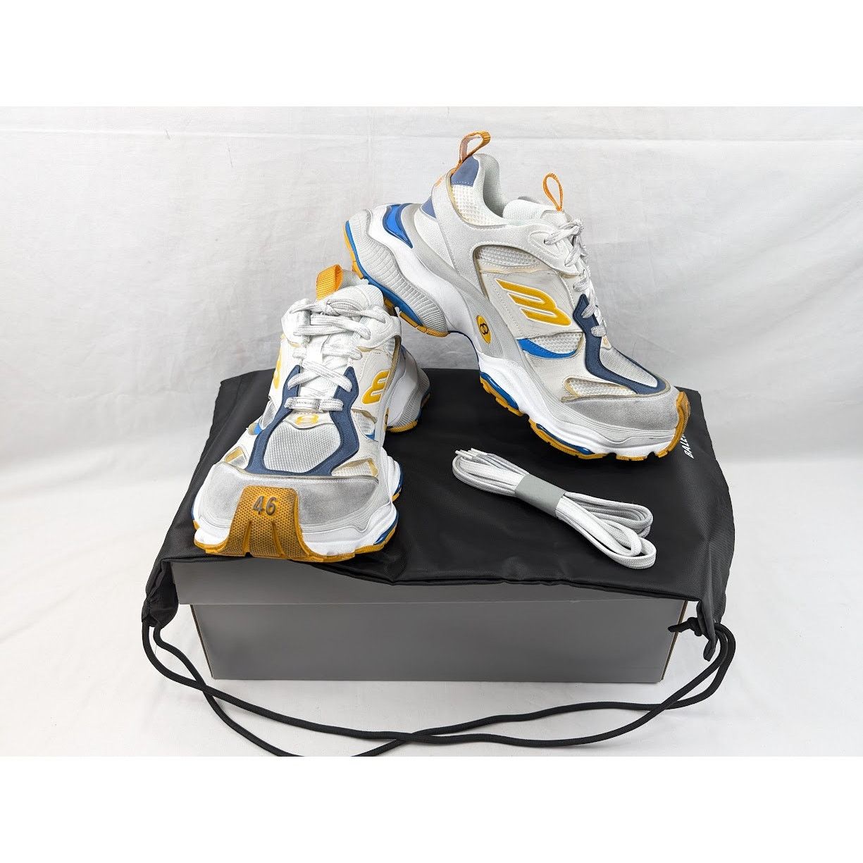 Balenciaga o1rshd1 Cargo Suede Low-Top Sneakers White/Grey/Orange/Blue Size US 12 / EU 45 - 20 Thumbnail