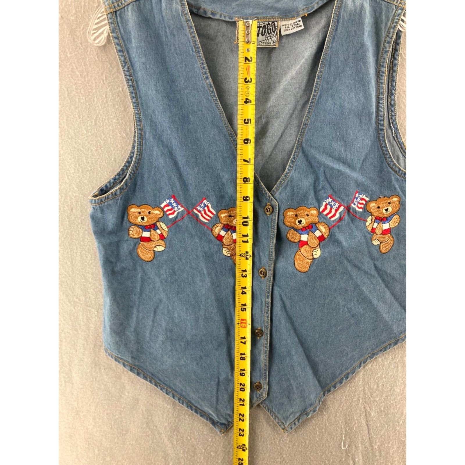 Denime VINTAGE Way To Go Denim Vest Womens Medium Teddy Bear Embroidered Denim Vest 80s Theme Womens Medium Blue Embroidered 80s Animals Mens Womens Size M / US 6-8 / IT 42-44 - 3 Thumbnail