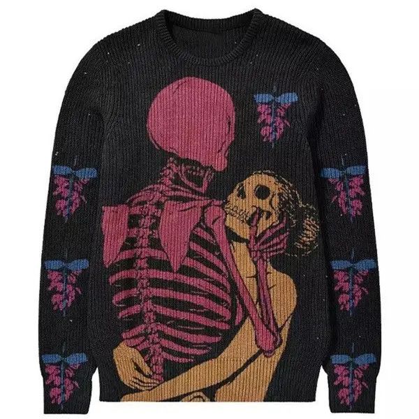 image of Vintage Hip-Hop Street Gothic Wool Retro in Black, Men's (Size XL)