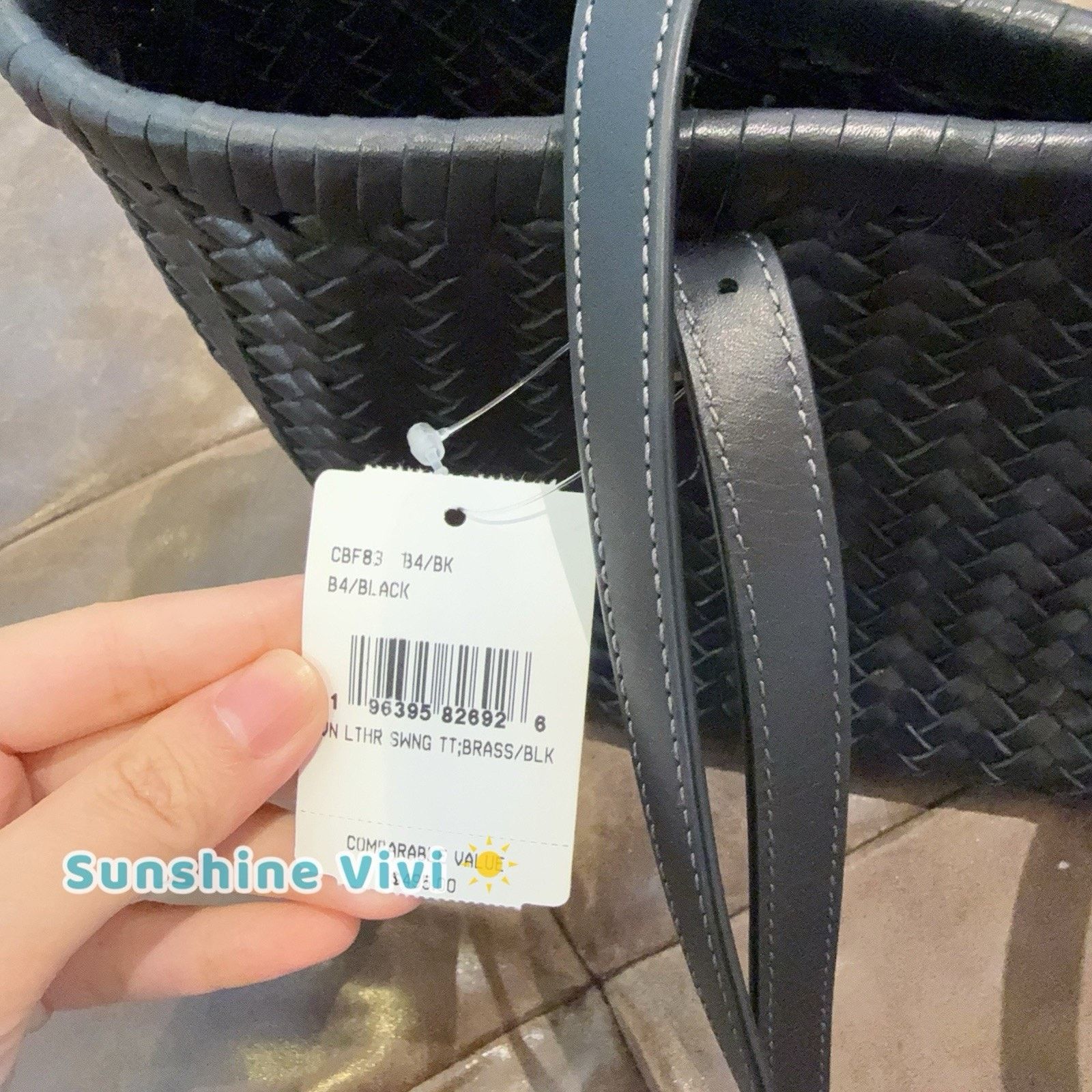 Coach NWT Coach Woven Leather Swing Tote Carryall Bag CBF83 Black Size ONE SIZE - 4 Thumbnail