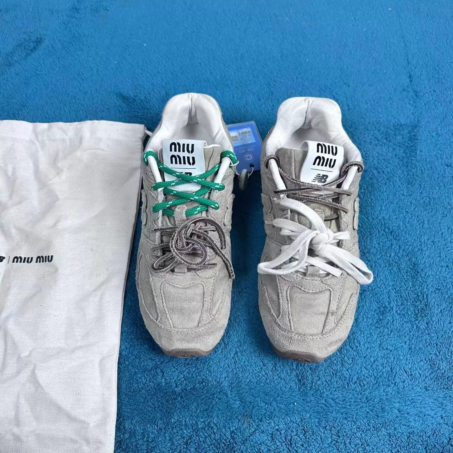 Miu Miu MIU MIU x NB 530 SL Leather Sneakers Taupe Size US 6.5 / IT 36.5 - 1 Thumbnail