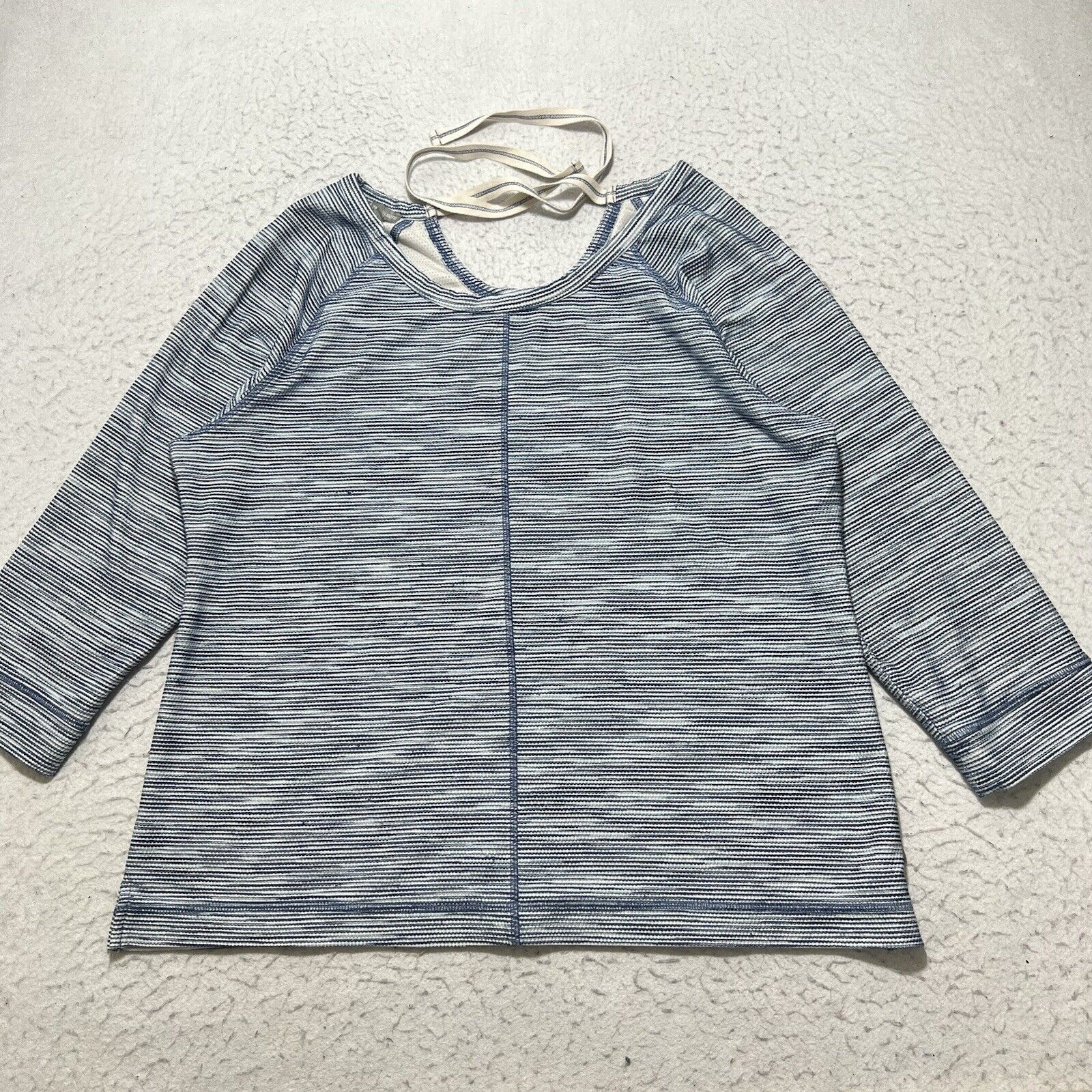 Other Talbots Tie Neck 3/4 Sleeve Pullover Blue Twist Sweater Top Size XL / US 12-14 / IT 48-50 - 1 Thumbnail