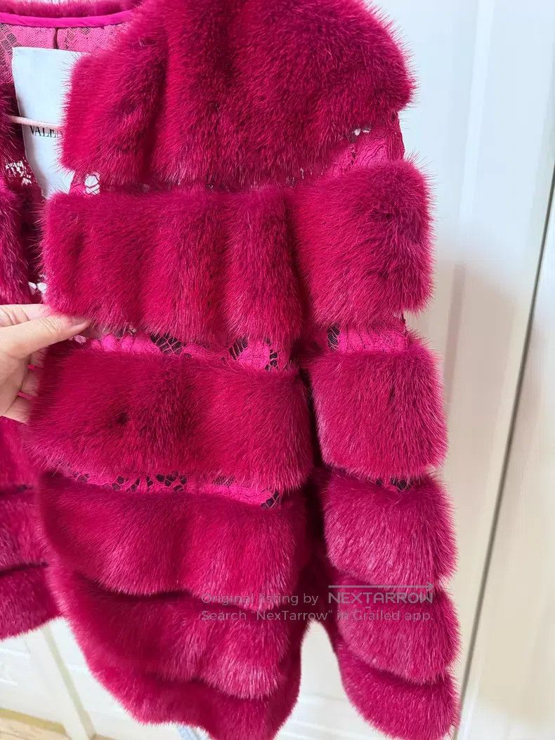 Valentino Valentino Lace mink coat coat date red Size XS / US 0-2 / IT 36-38 - 5 Thumbnail