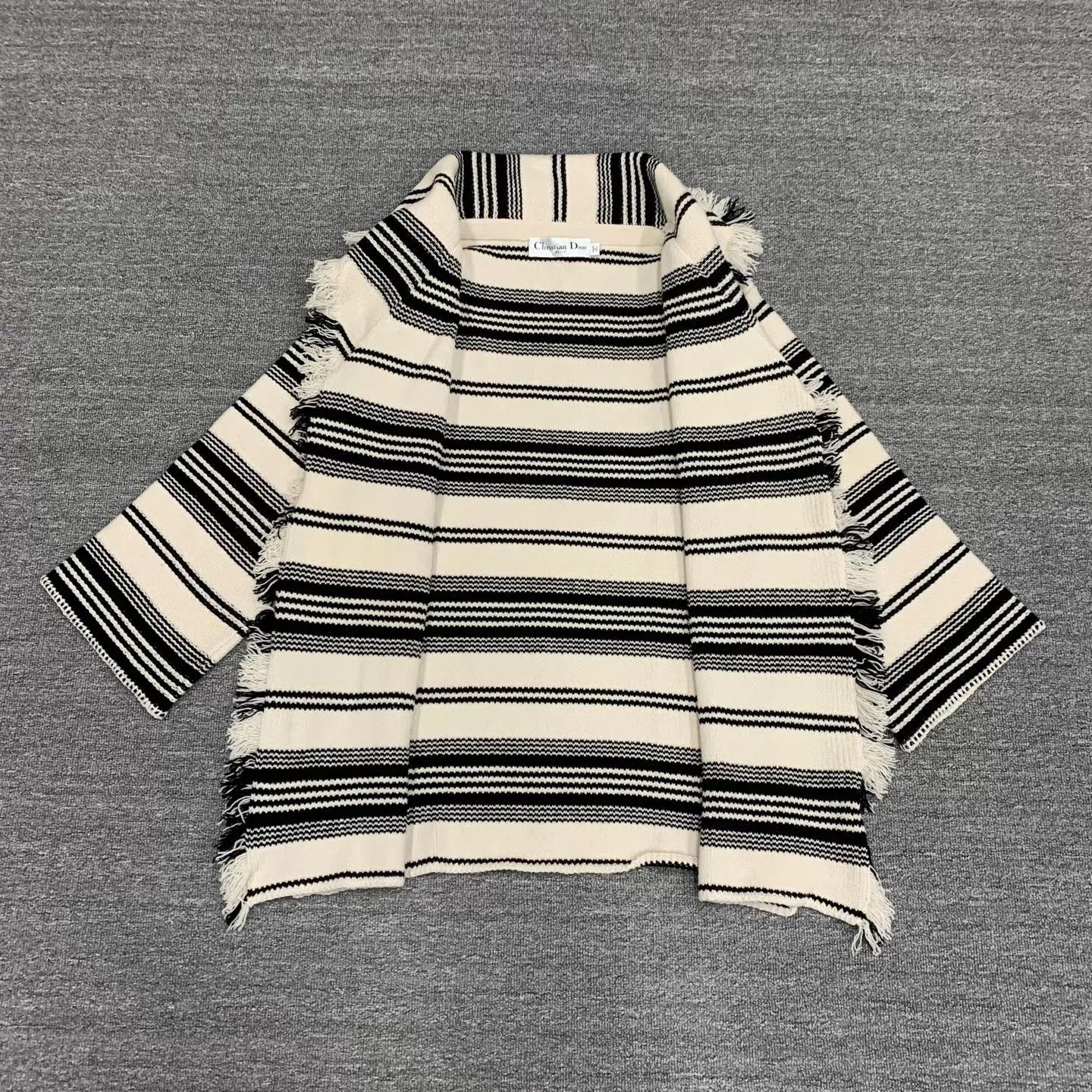 Dior Dior B&W Striped Wool Fringe Cardigan 36 95New Size XS / US 0-2 / IT 36-38 - 6 Thumbnail