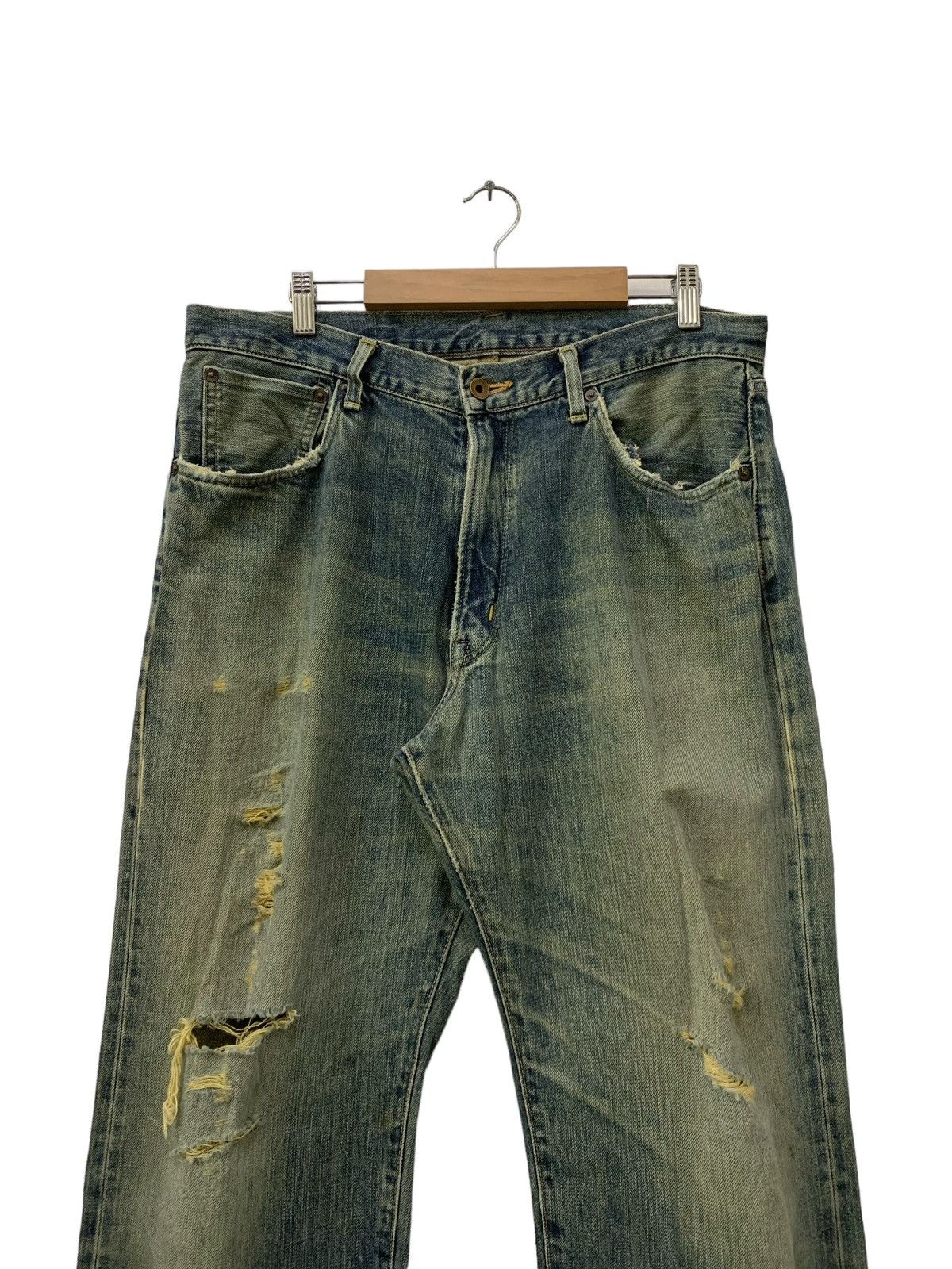Vintage Edwin 505X Mud Wash Baggy Distressed Selvedge Jeans