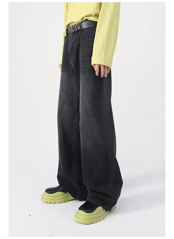 Japanese Brand Japanese black vintage loose loose straight jeans Size US 34 / EU 50 - 3 Thumbnail