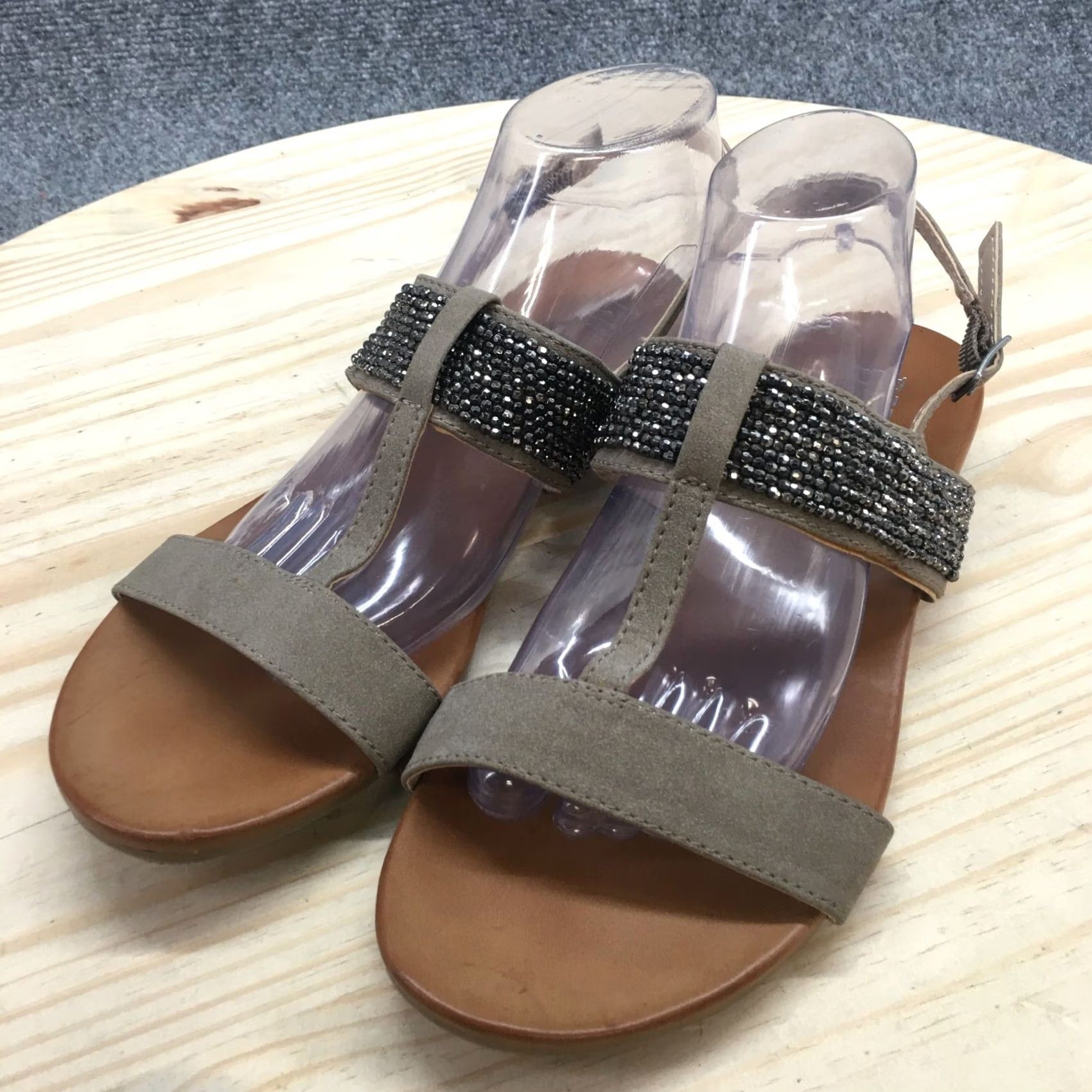 Vintage SOLE BKE Sandals Womens Slingback Brown Ankle Strap Casual Toe Post Size 10 M Size US 10 / IT 40 - 3 Thumbnail