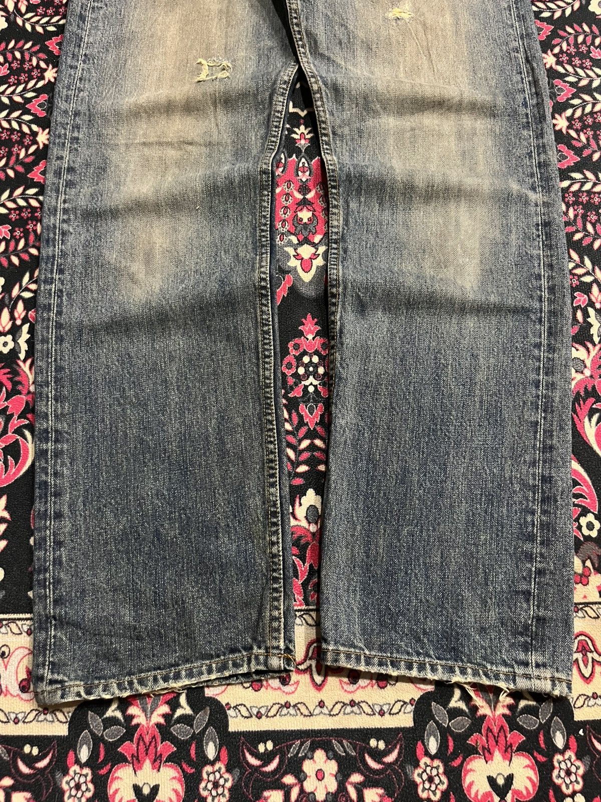 No Faith Studios Japanese Brand Bobson Double Waist Blue Washed Jeans Size US 33 - 8 Thumbnail