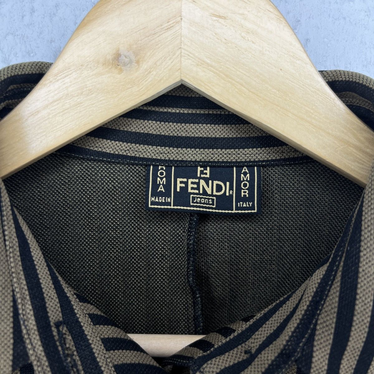 Fendi Fendi Monogram Zucca Striped Shirt Button Up Brown Black Size M / US 6-8 / IT 42-44 - 5 Thumbnail
