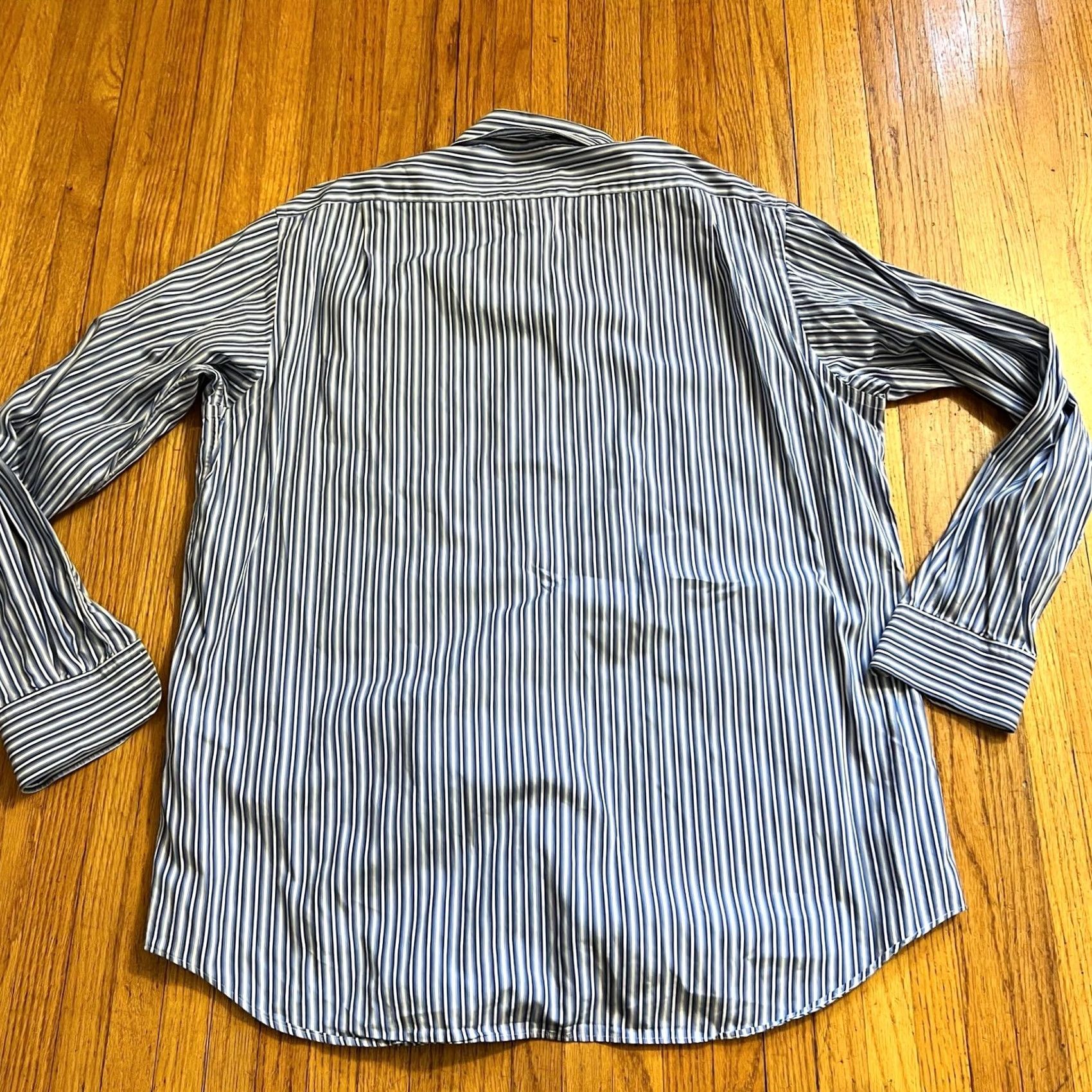 Ralph Lauren Ralph Lauren Purple Label Mens Dress Shirt Blue Stripe Italy Button Up XL Size 46R - 3 Thumbnail