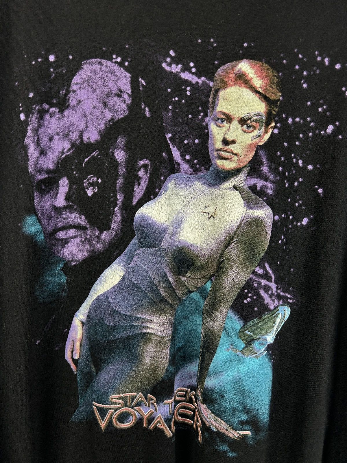 Vintage 90s Star Trek Voyager 1997 Seven Of Nine Jeri Ryan Tee XXL Size US XXL / EU 58 / 5 - 2 Thumbnail