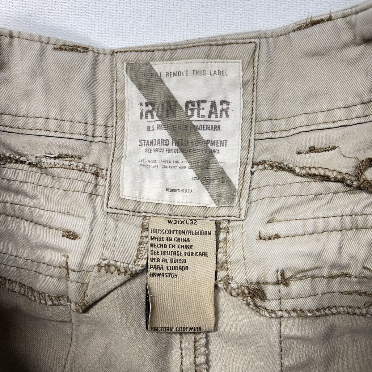 Vintage Iron Gear Cargo Pants Khaki Straight Pocket Baggy Workwear Size US 31 - 12 Thumbnail