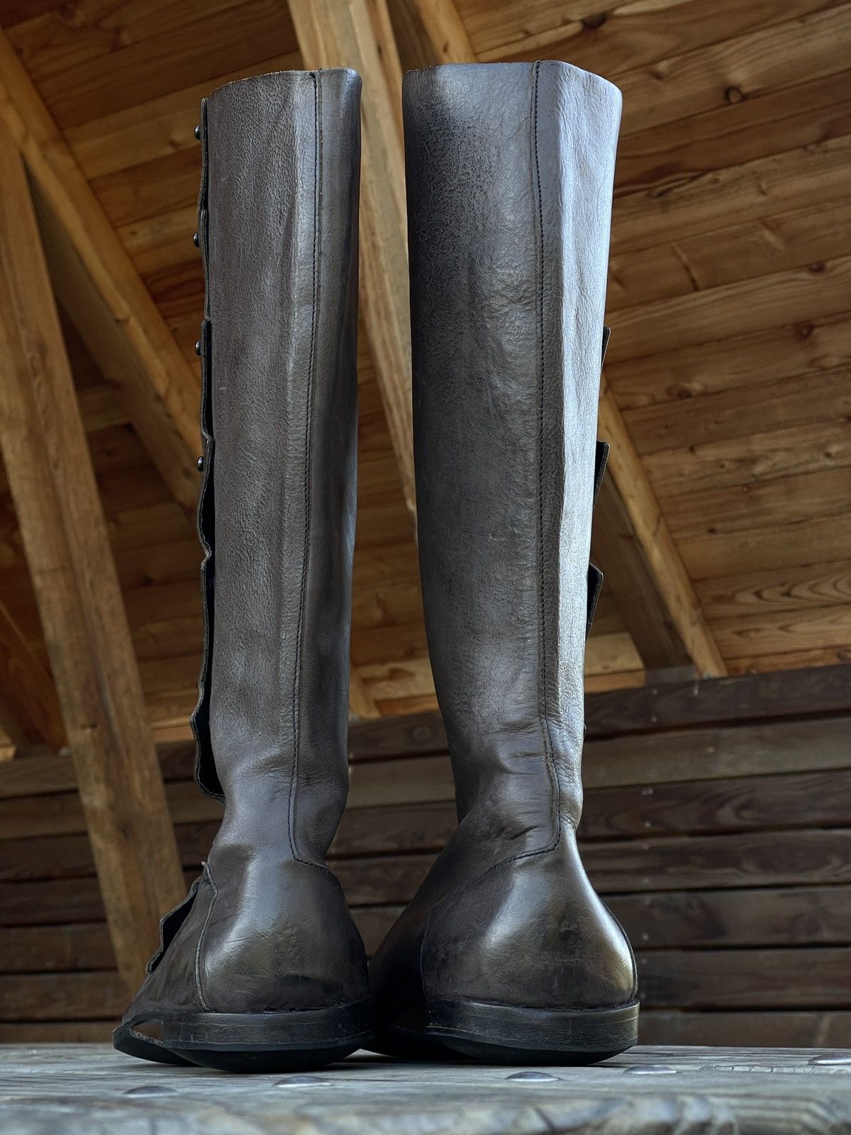 CYDWOQ RARE RUGGED Hand Made USA Leather Knee High Hessian Boots 40 Size US 9.5 / IT 39.5 - 9 Thumbnail