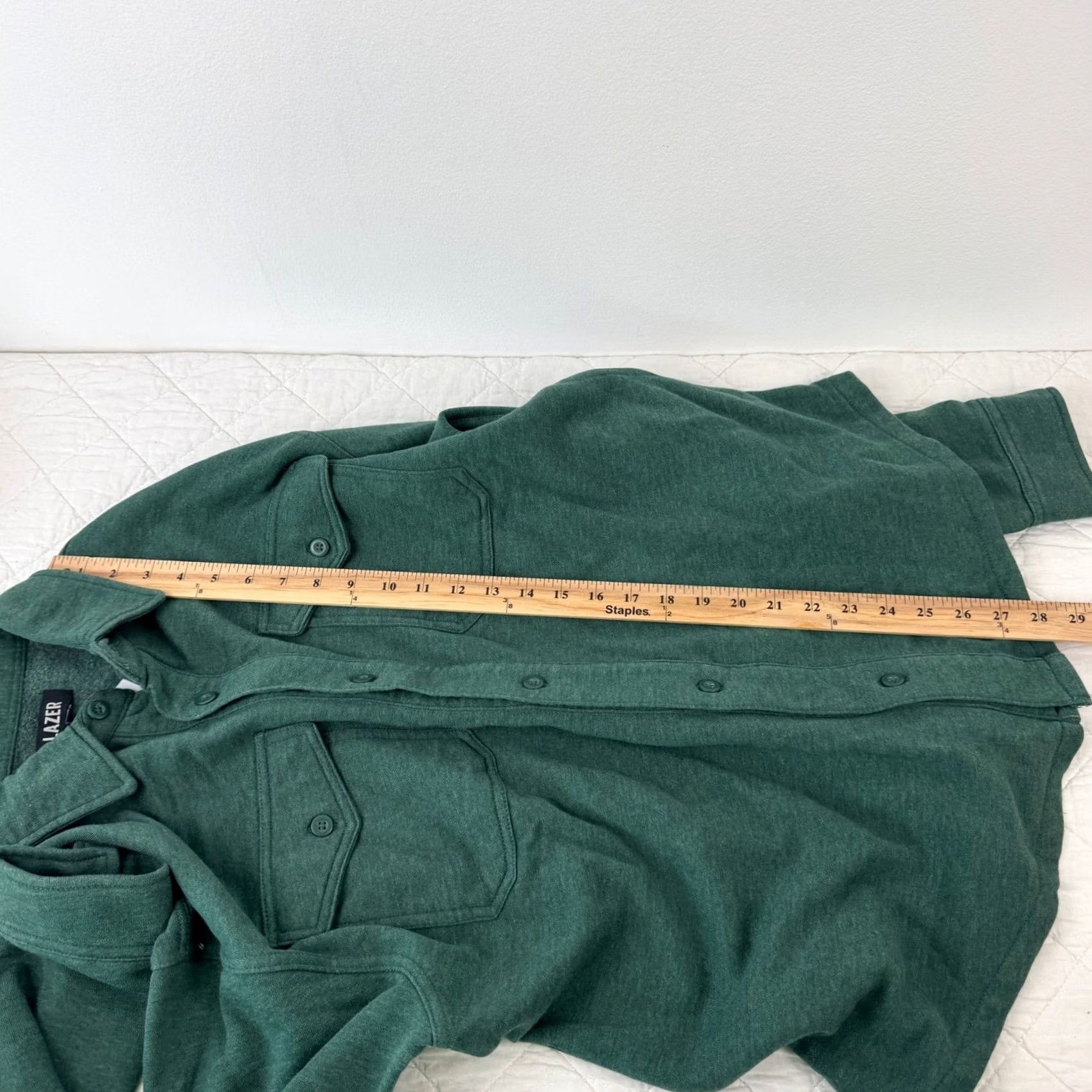 Vintage LAZER Mens Relaxed Fit Fleece Shirt Jacket Deep Emerald Green Shacket L ML71219 Size US L / EU 52-54 / 3 - 6 Thumbnail
