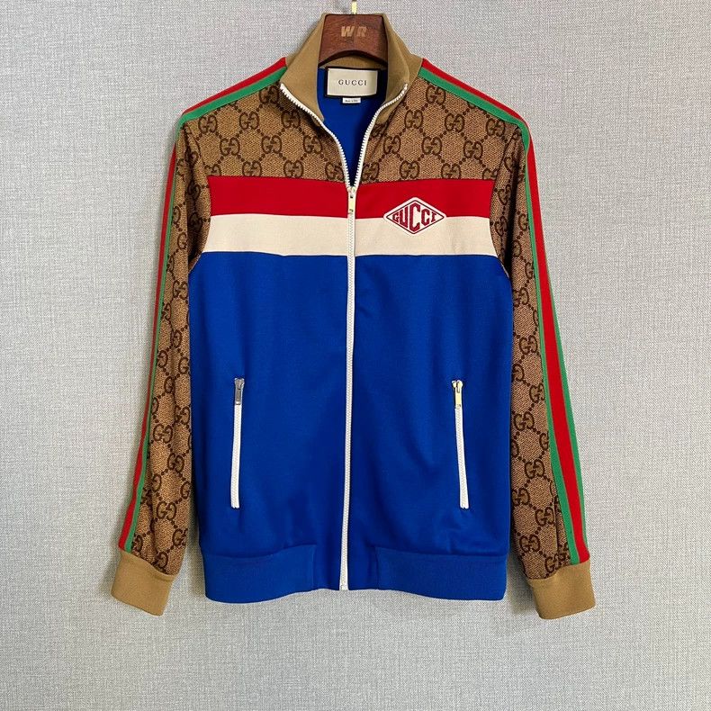 Gucci Gucci Blue color block full print old flower logo jacket 25 Size US XS / EU 42 / 0 - 1 Thumbnail