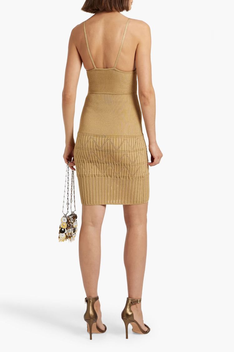 Balmain o1y0525 Mini Dress in Beige Size S / US 4 / IT 40 - 3 Thumbnail
