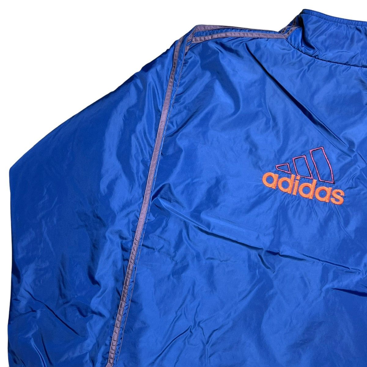 Adidas × Vintage Vintage 1990s Adidas Logo Striped Fleece Lined Anorak Jacket Size US XL / EU 56 / 4 - 18 Thumbnail