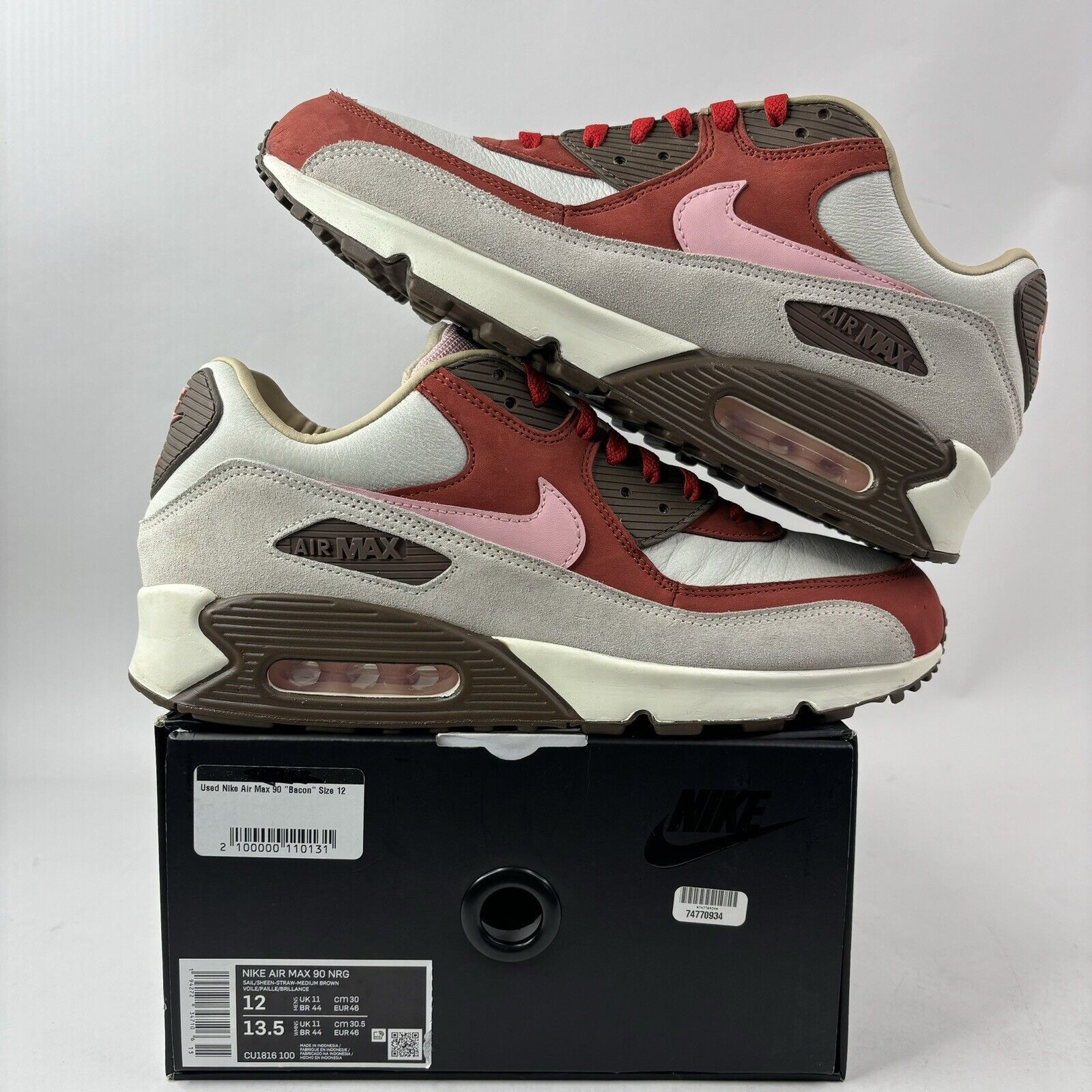 Nike Nike Air Max 90 NRG “Bacon” 2021 CU1816-100 Men’s 12 Worn Size US 12 / EU 45 - 1 Thumbnail