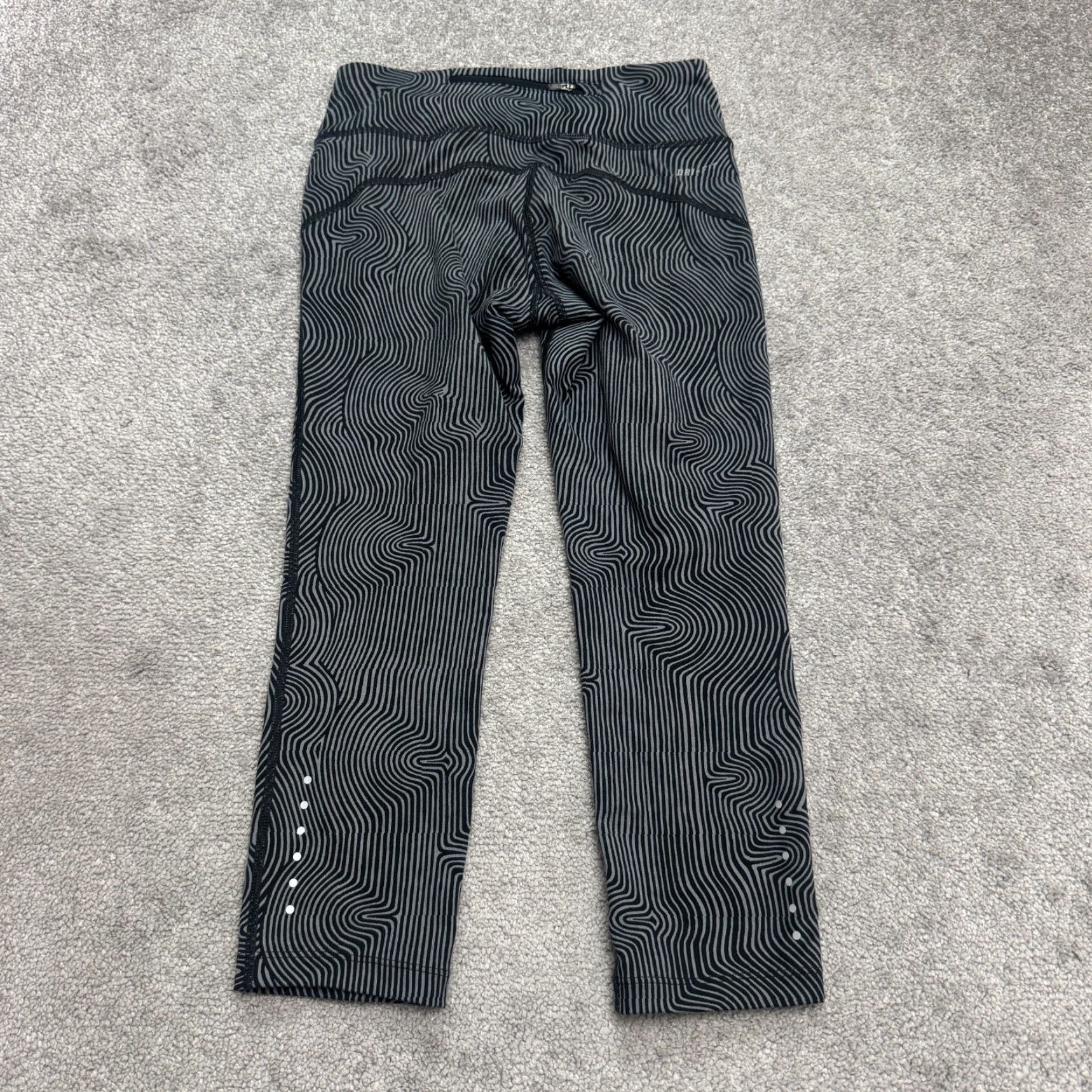 Nike Nike Dri-FIT Leggings Women's XS Black Geometric Contour Print Ankle Zip Activewear Compression Size 26" / US 2 / IT 38 - 2 Thumbnail