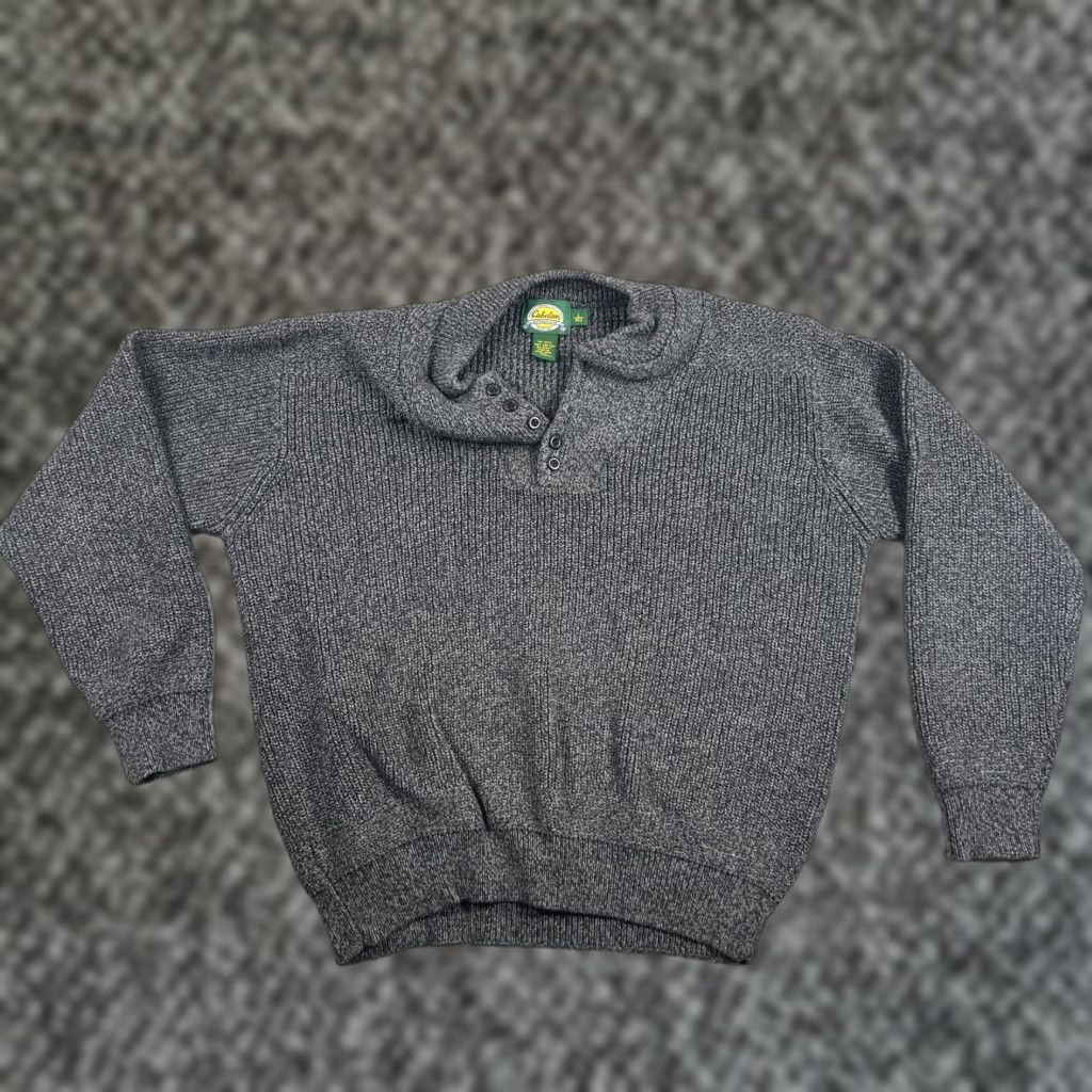 Vintage Vintage Cabela's Men's Sweater Henley Long Sleeve Heavyweight Cotton Fall Winter Gray L Size US L / EU 52-54 / 3 - 1 Thumbnail