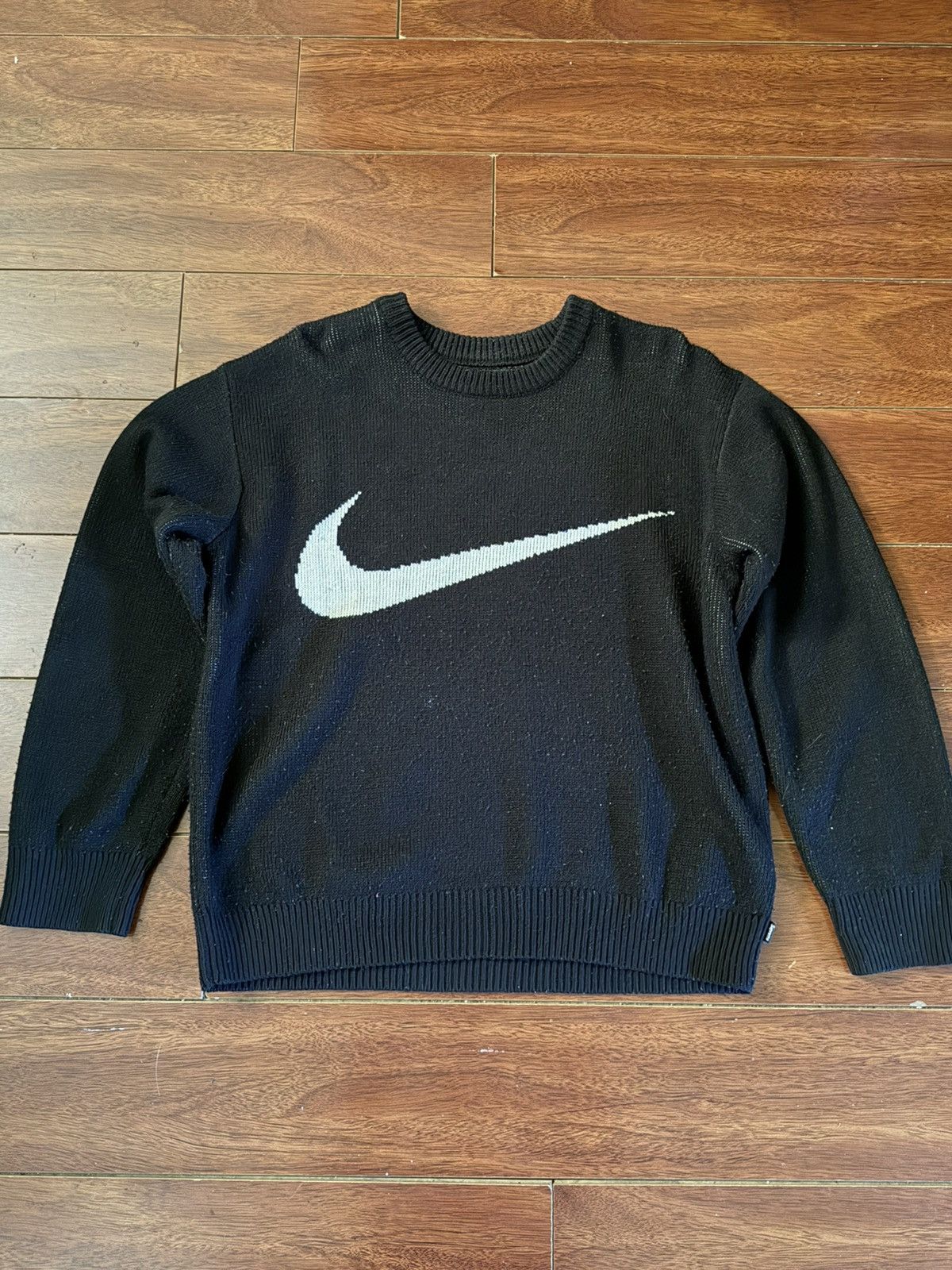 Nike × Supreme Nike x Supreme Knit Big Swoosh Sweater | Grailed