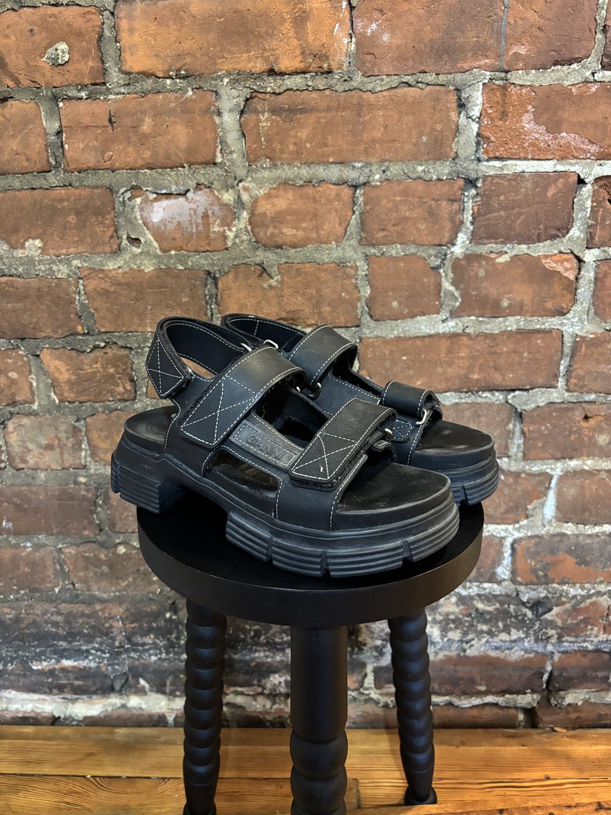 Ganni Ganni Black Recycled Rubber Sandals Size US 6 / IT 36 - 2 Thumbnail