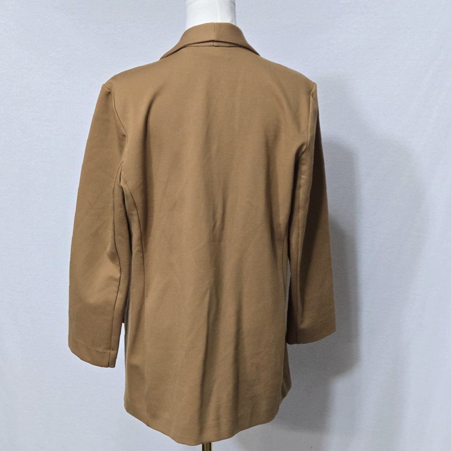 Vintage Susan Graver Blazer Womens M Beige Ponte Shawl Collar Longline Jacket Size M / US 6-8 / IT 42-44 - 4 Thumbnail