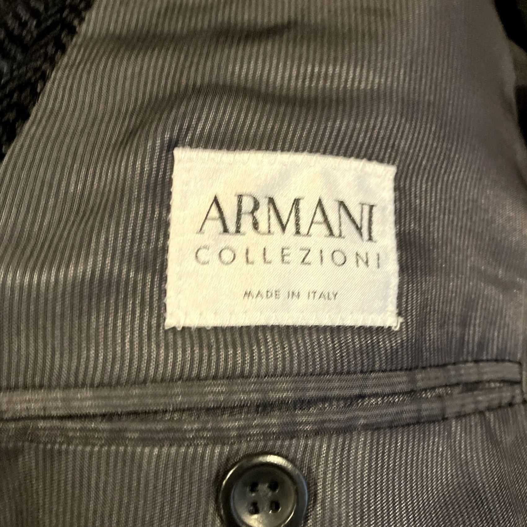 Armani VINTAGE ARMANI COLLEZIONI Blazer Black Velvet Herringbone Pattern US 46 Size 46R - 4 Thumbnail