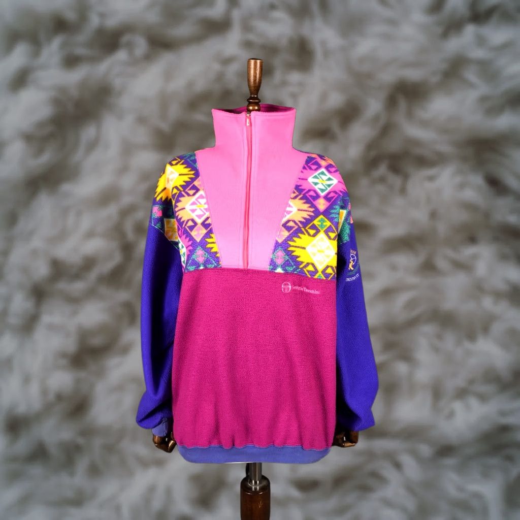 Sergio Tacchini Sergio Tacchini Jacket Geometric Multicolor Women L 1/2 Zip Short Sleeve/Long Sleeve Casual 1/2 Zip Hoodie? Size L / US 10 / IT 46 - 1 Thumbnail