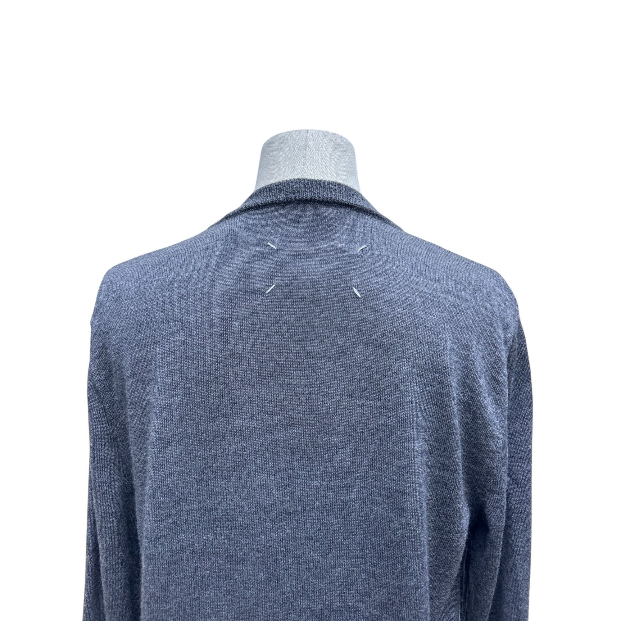 Maison Margiela Grey Wool Sweater with Layered Navy Insert Size US S / EU 44-46 / 1 - 2 Thumbnail