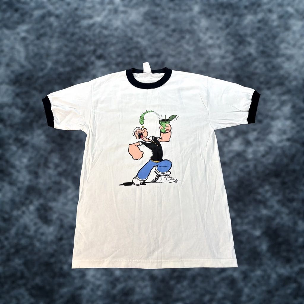 Vintage VINTAGE Popeye Shirt Mens Large White Graphic Spinach Y’am What I Y’am Y2K 90s Cartoon Mens Size US L / EU 52-54 / 3 - 1 Thumbnail