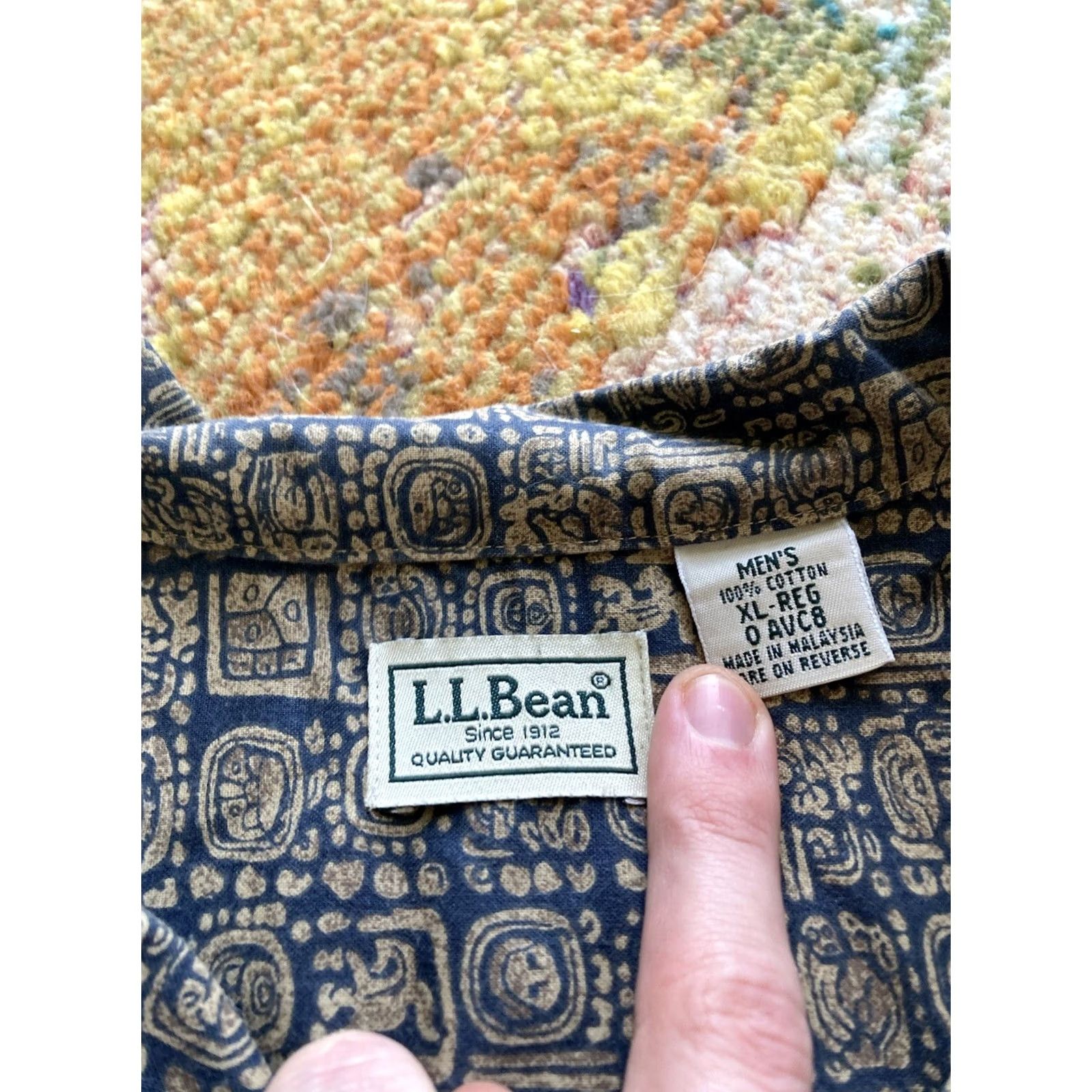 Vintage LL Bean Mens XL Button Up Shirt Tropics Camp Southwest Hawaiian Aztec Collar Casual Size US XL / EU 56 / 4 - 5 Thumbnail