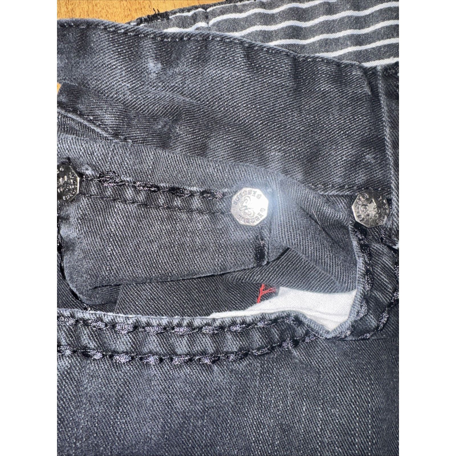 Vintage Platini Jeans Cougar Embroidered Pants Black Missing Button Size US 33 - 6 Thumbnail