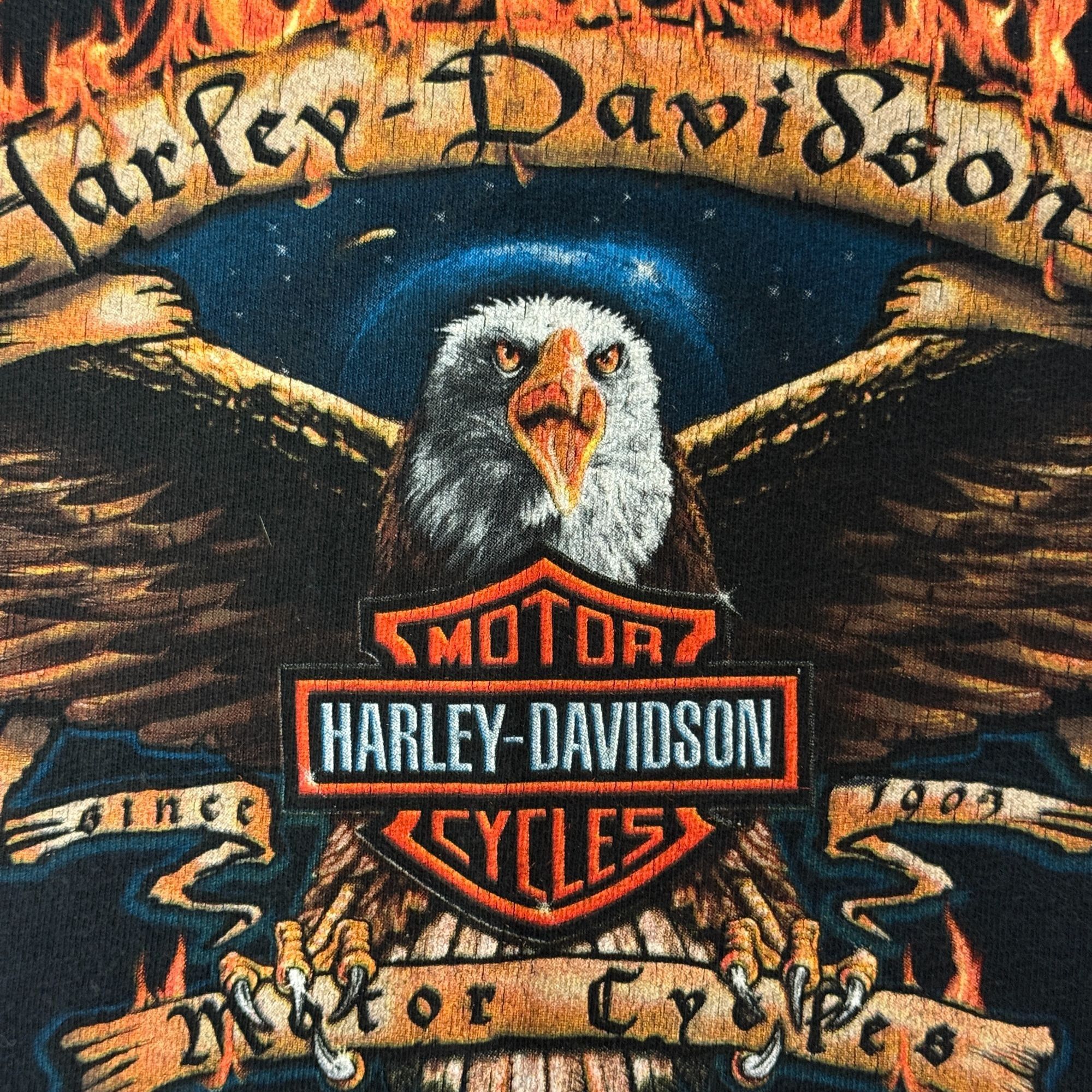 Harley Davidson HD EAGLE FLAMES Lone Star State TEXAS Longhorn Motorcycle T Size US XL / EU 56 / 4 - 9 Thumbnail