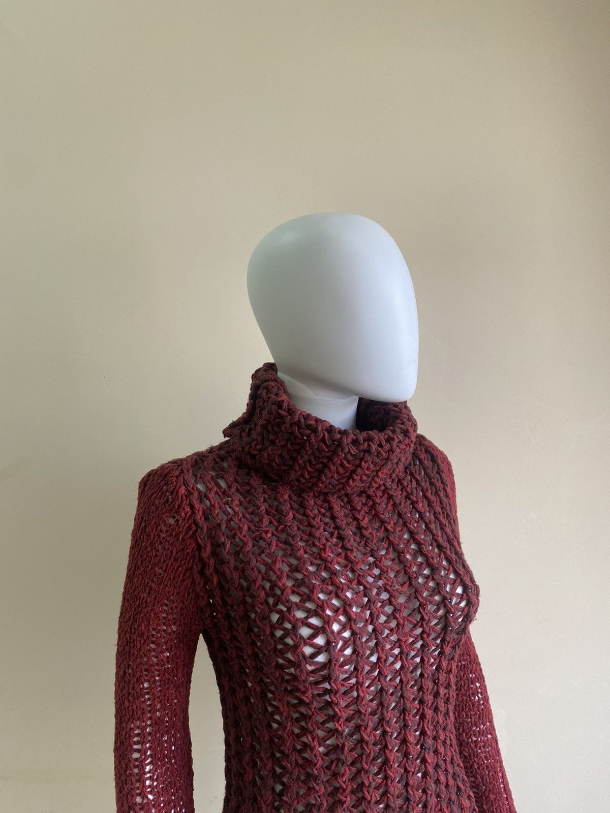 Helmut Lang Helmut Lang Red Open Knit Sweater Size P Size XS / US 0-2 / IT 36-38 - 4 Thumbnail
