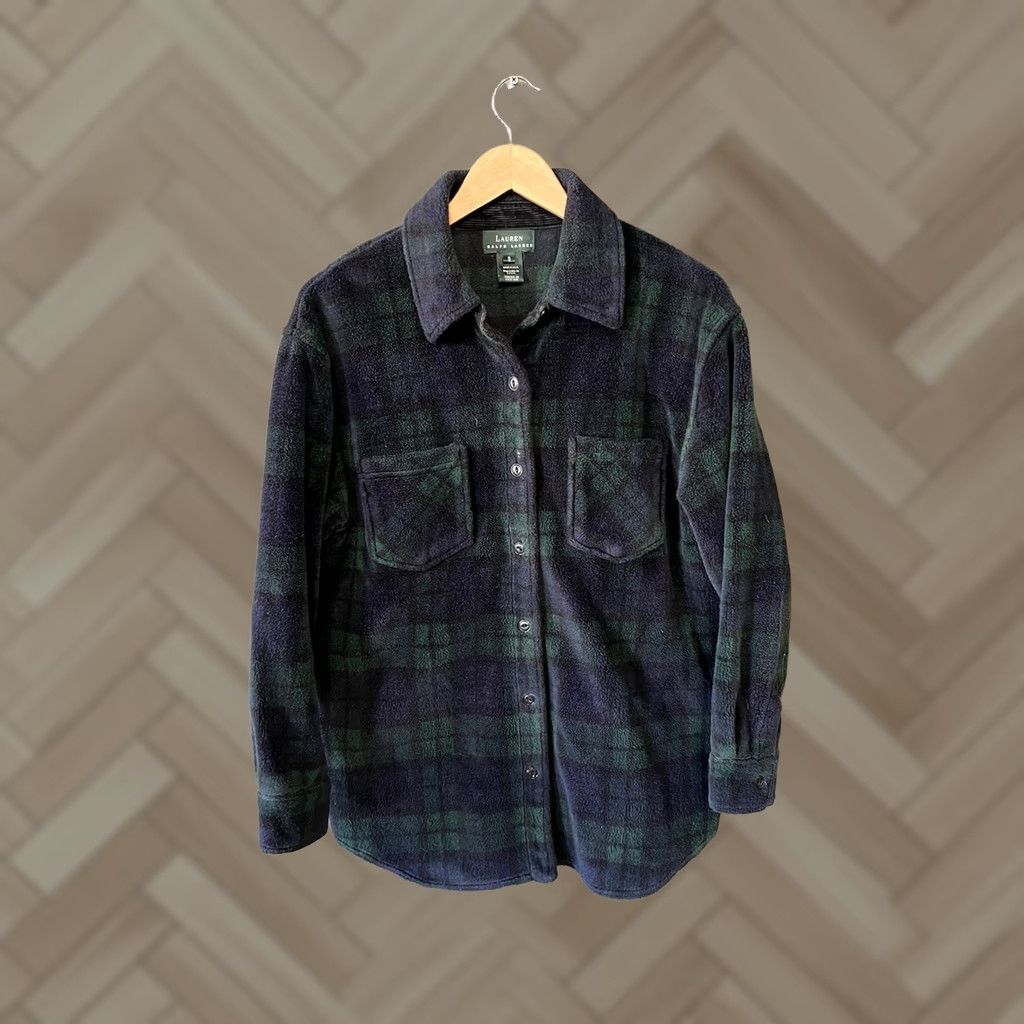 Ralph Lauren VINTAGE Lauren Ralph Lauren Womens Plaid Button-Up Shacket Green Size S Size S / US 4 / IT 40 - 1 Thumbnail
