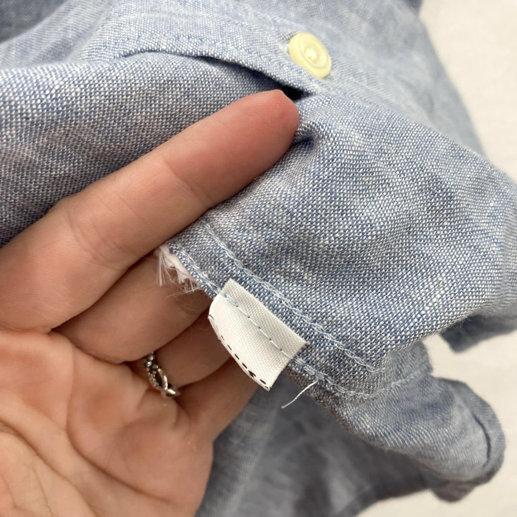 J.Crew J.CREW Shirt Mens Large Blue Linen Chambray Short Sleeve Slim Preppy Nautical Mens Size US L / EU 52-54 / 3 - 5 Thumbnail