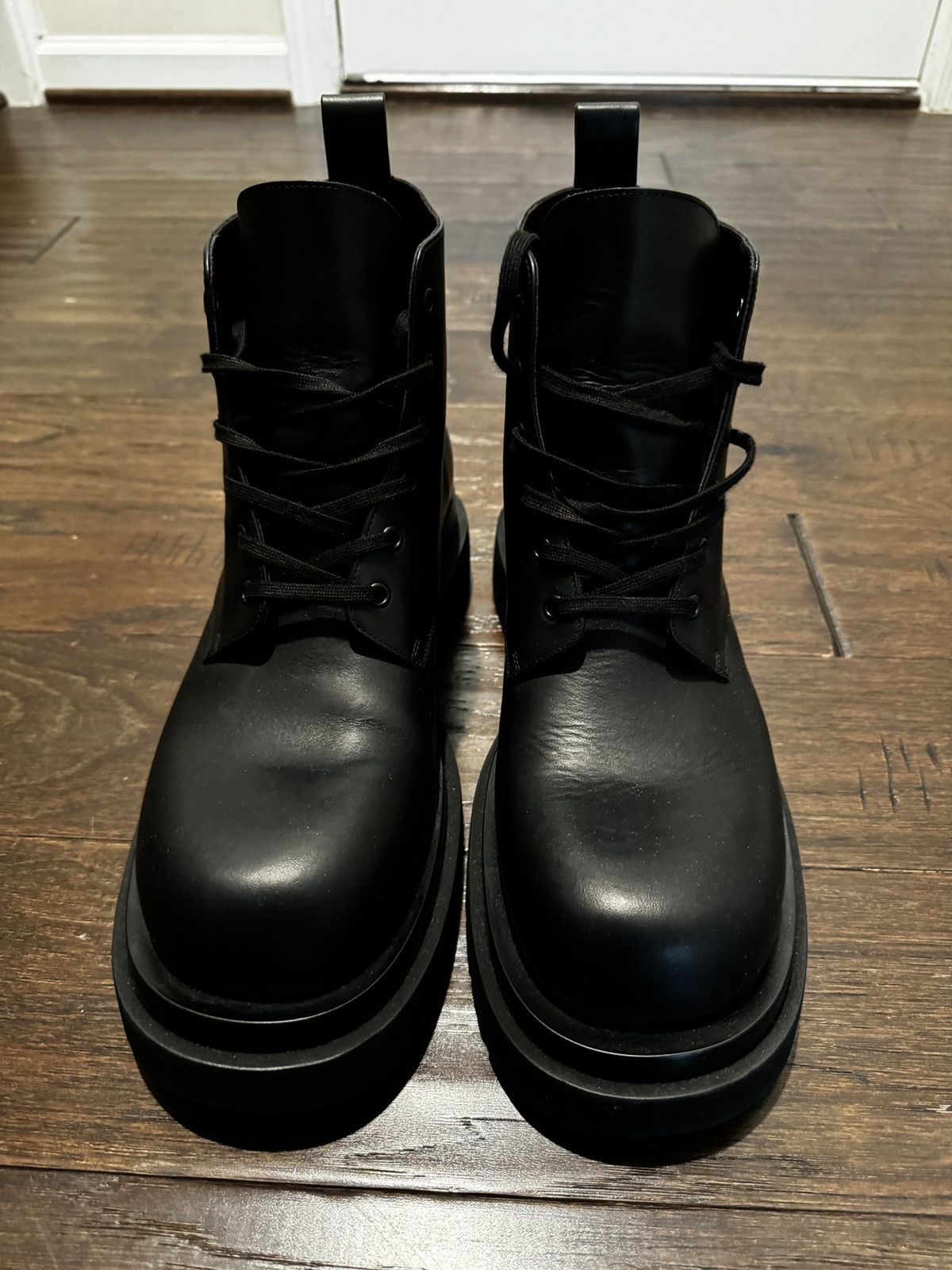 Bottega Veneta Lug Ankle Lace Up Boots