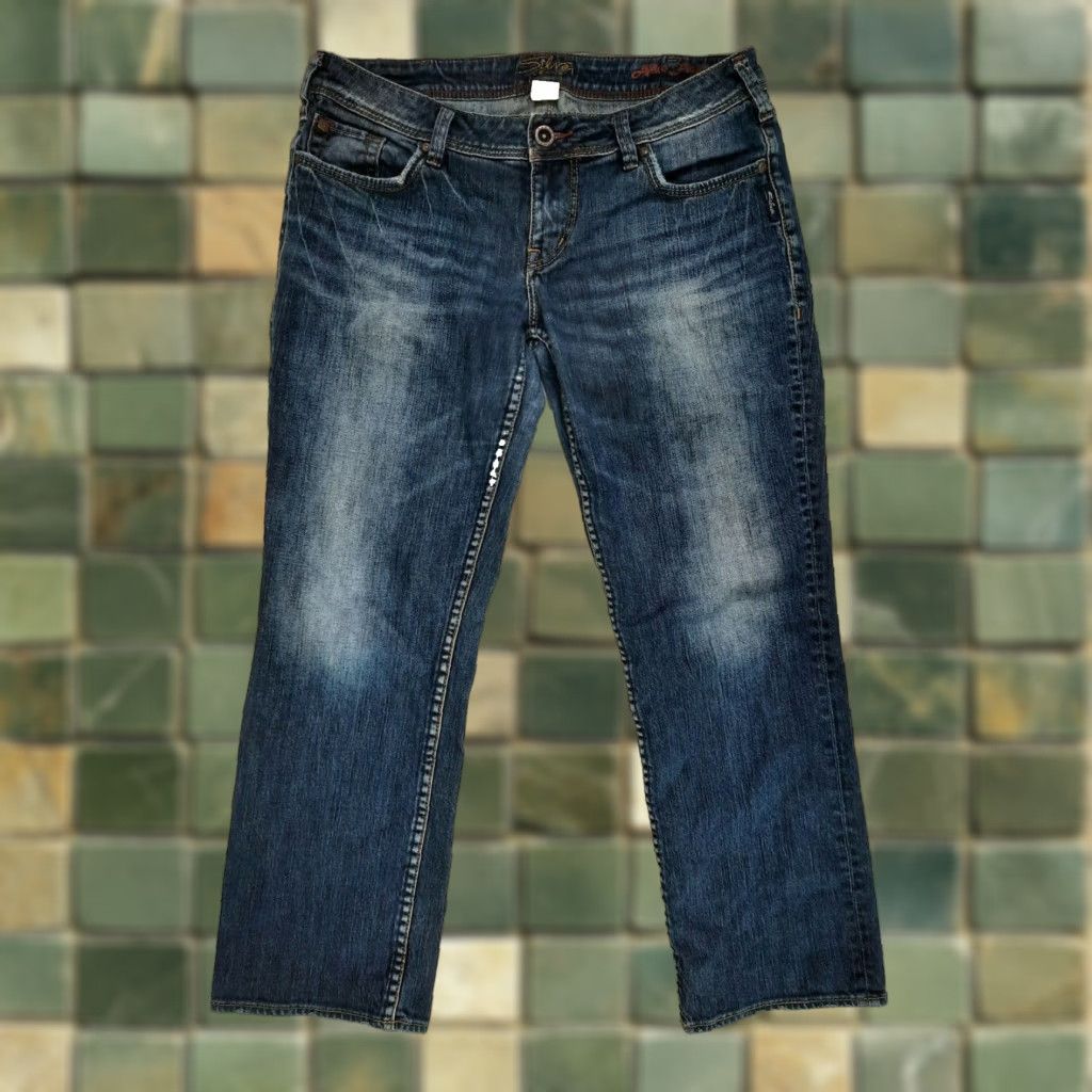 Silver Jeans Co. VINTAGE Women' Silver Jeans Aiko Straight Leg Jeans Flood Size 31 Stretch Denim M6J Crop Size 24" / US 00 / IT 34 - 1 Thumbnail