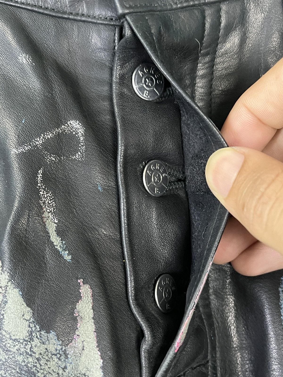 Genuine Leather × Hedi Slimane × agnes b. Agnes B. 90s Leather Pants Made in France Size US 31 - 7 Thumbnail
