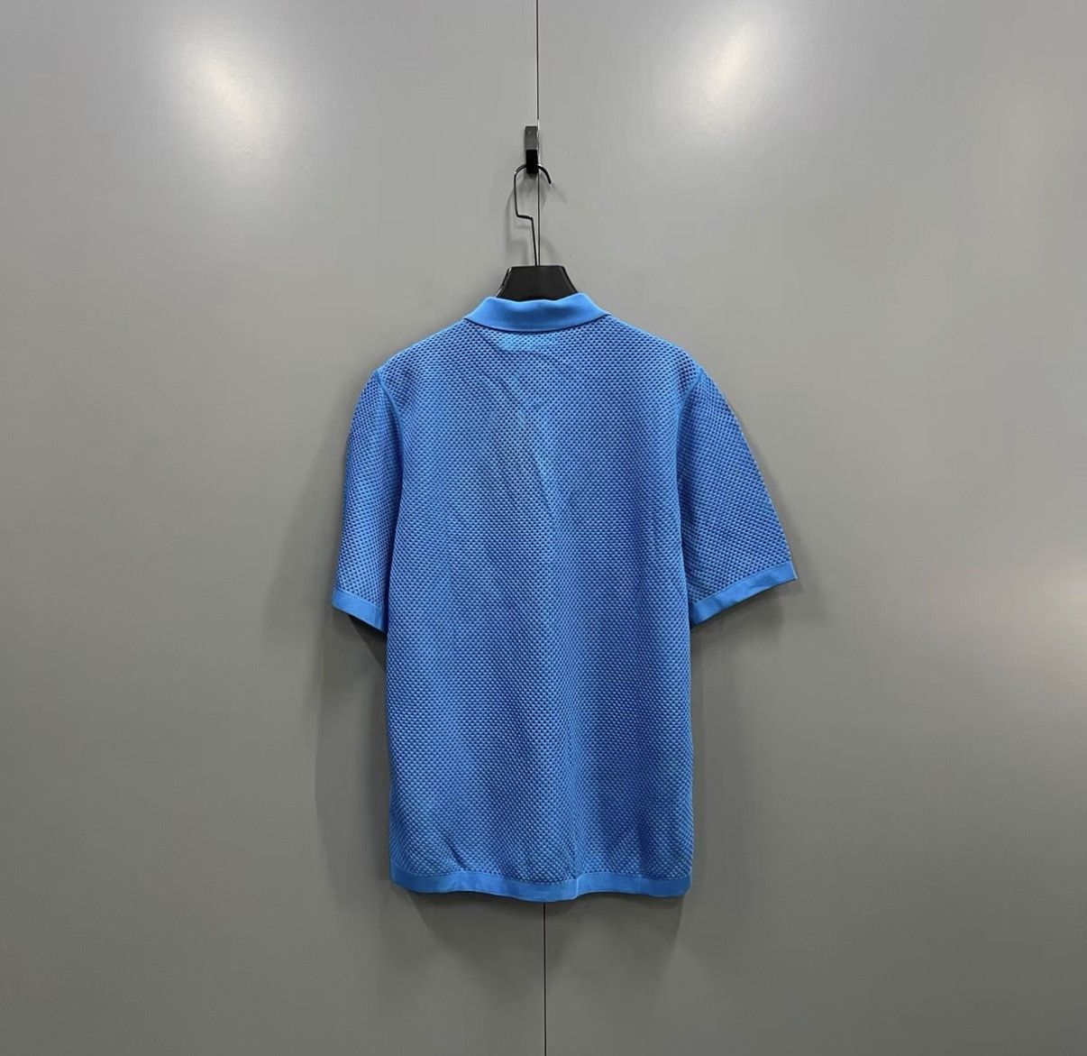 Burberry Burberry Blue Mesh Short-Sleeve Polo Shirt J41 Size US M / EU 48-50 / 2 - 2 Thumbnail