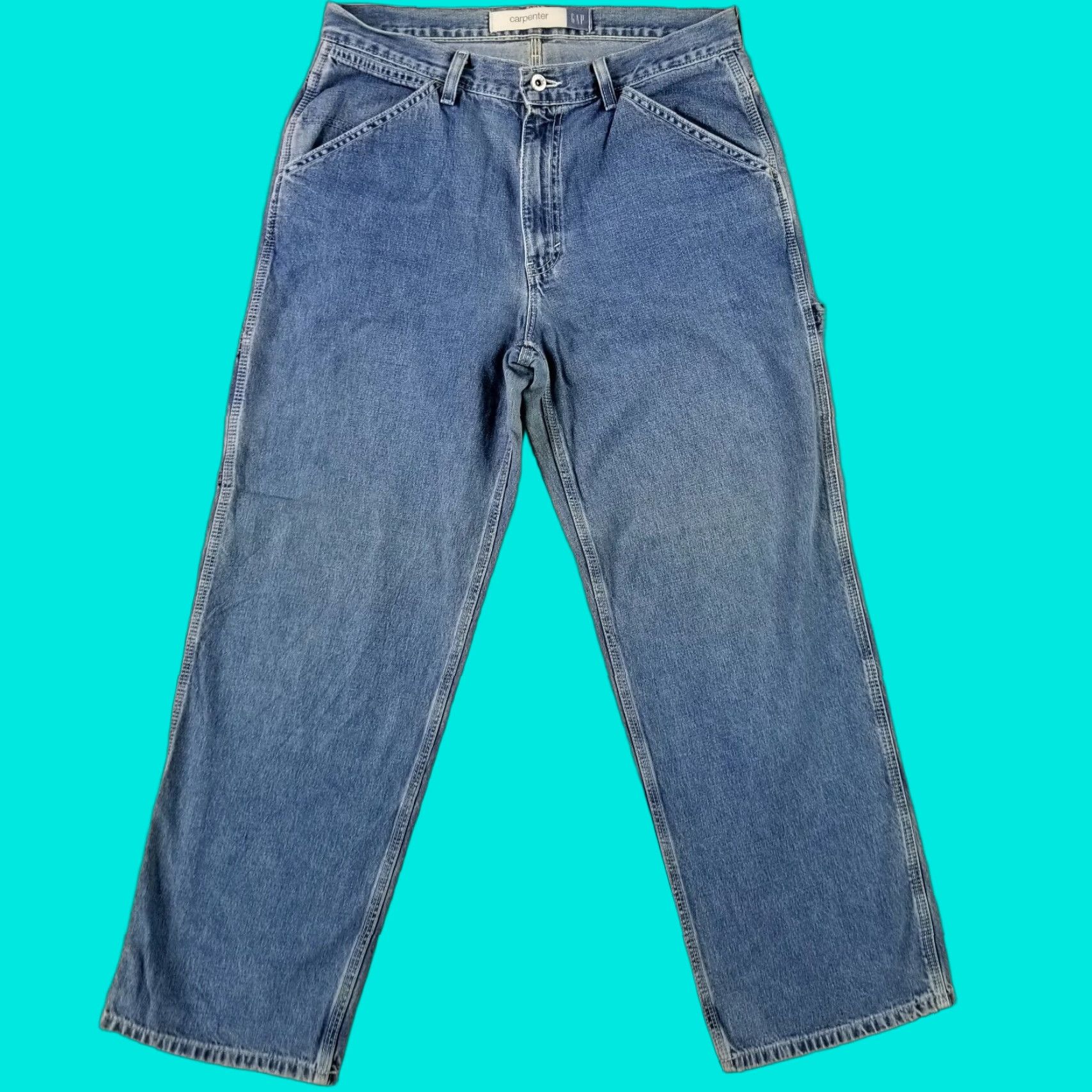 VINTAGE Gap Carpenter Jeans 33x30 USA MADE Retro Baggy 90s Faded Patina