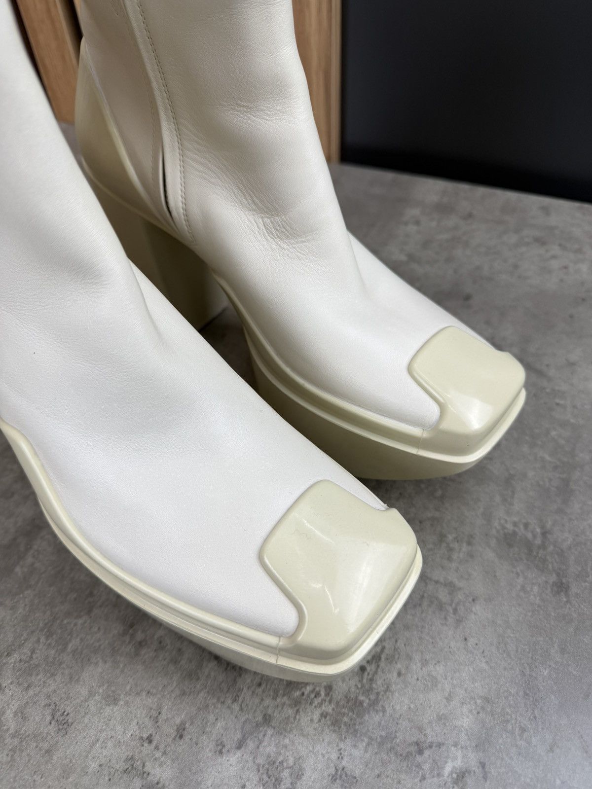 Peter Do at.kollektive x Peter Do Leather Platform Ankle Boots White Size US 10 / IT 40 - 3 Thumbnail