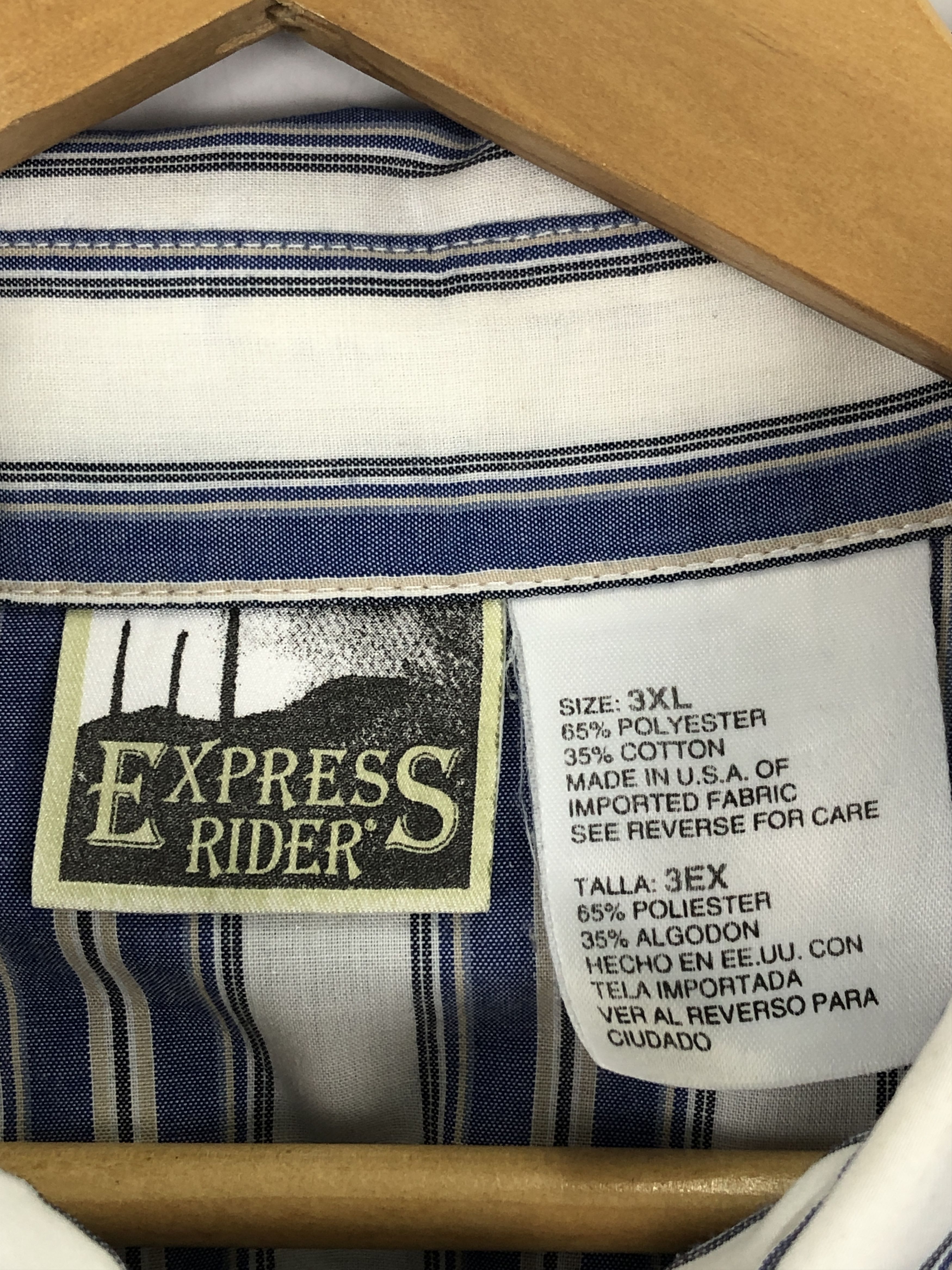 Japanese Brand × Vintage Vintage Japanese Brand Striped Button Up Denim Shirt TA0462 Size US XXL / EU 58 / 5 - 5 Thumbnail
