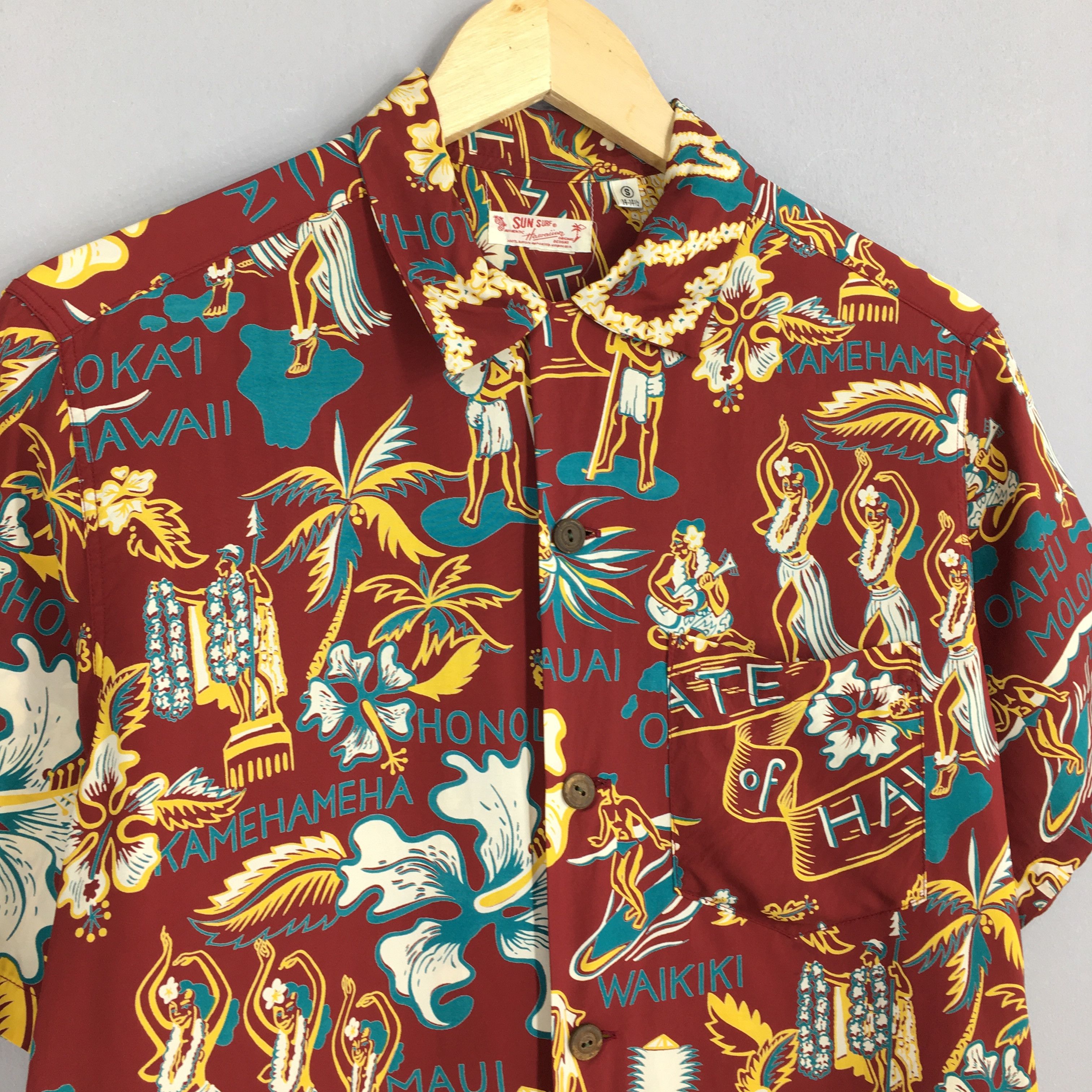 Sun Surf × Toyo Enterprises Vintage Sun Surf Hula Girl Ukulele Hawaii Rayon Shirt Small Size US S / EU 44-46 / 1 - 3 Thumbnail