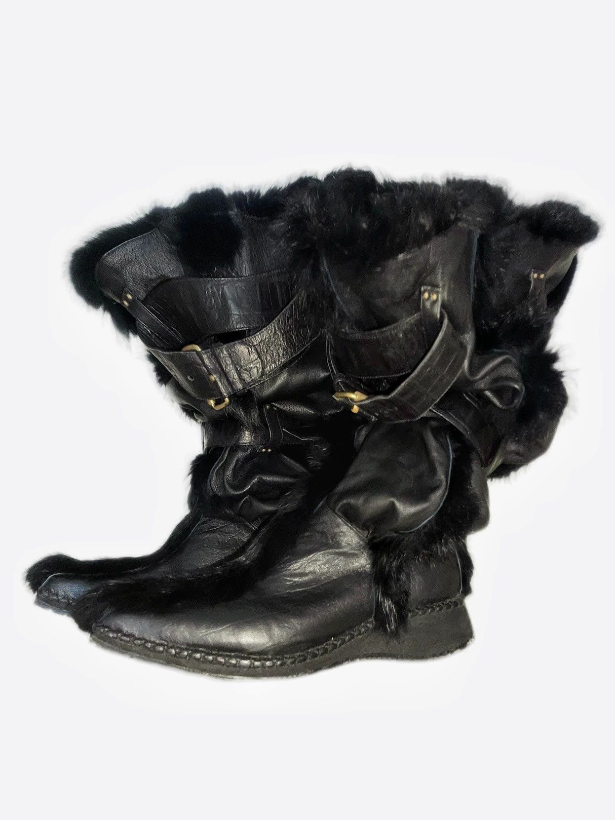 Other Vintage Euro Mohican Fur Square Toe Metal Buckle 2way Boot Size US 9 / EU 42 - 6 Thumbnail