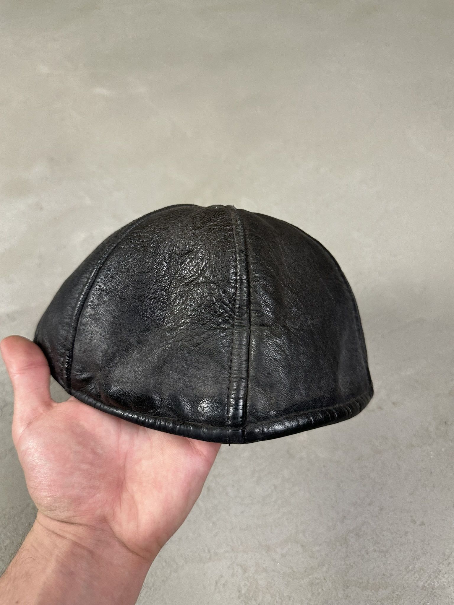 Genuine Leather 80s Vintage Leather Kanye Style Cap Size ONE SIZE - 3 Thumbnail