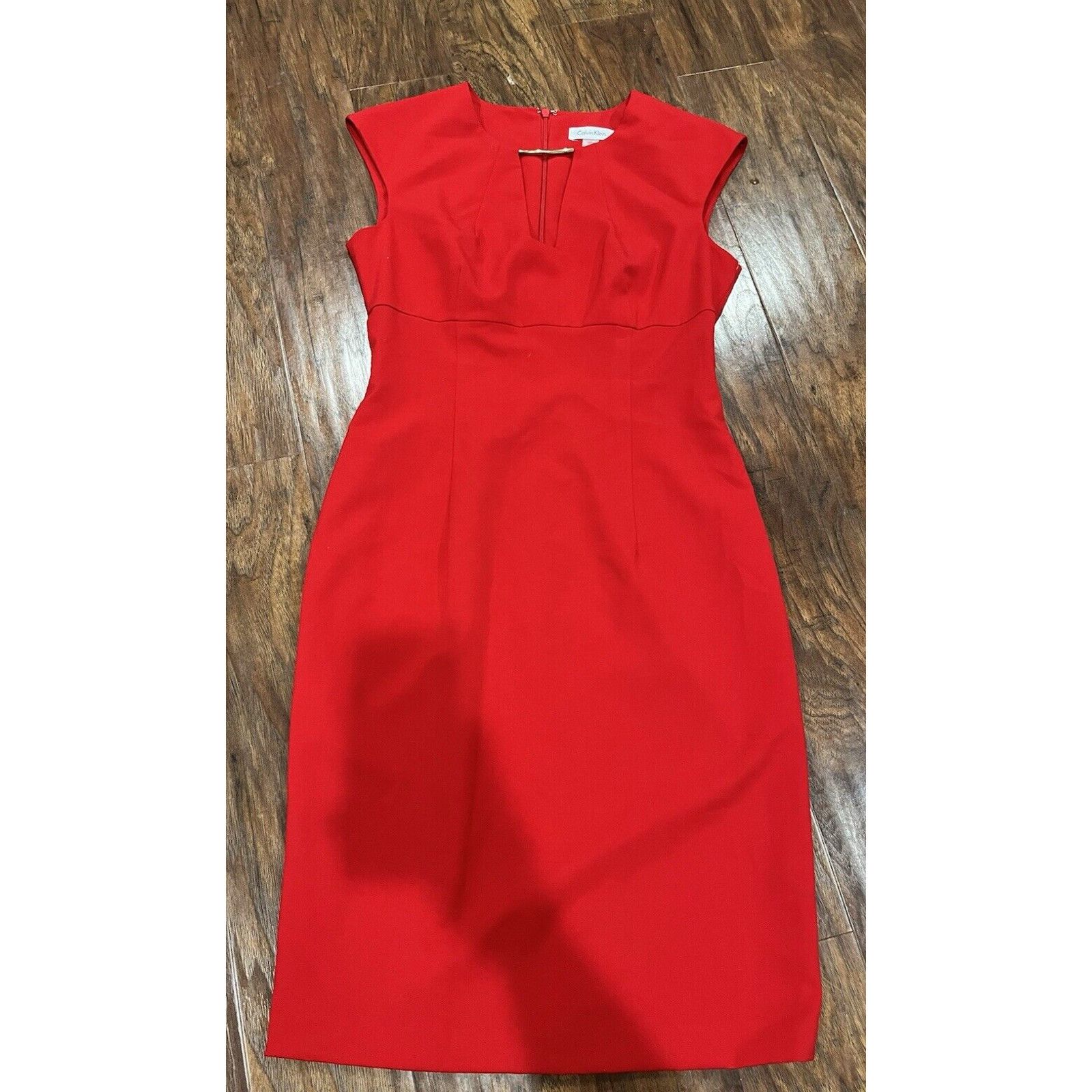 Calvin Klein Calvin Klein Red Dress Size 4 V Neck Knee Sleeveless fornal Size S / US 4 / IT 40 - 1 Thumbnail