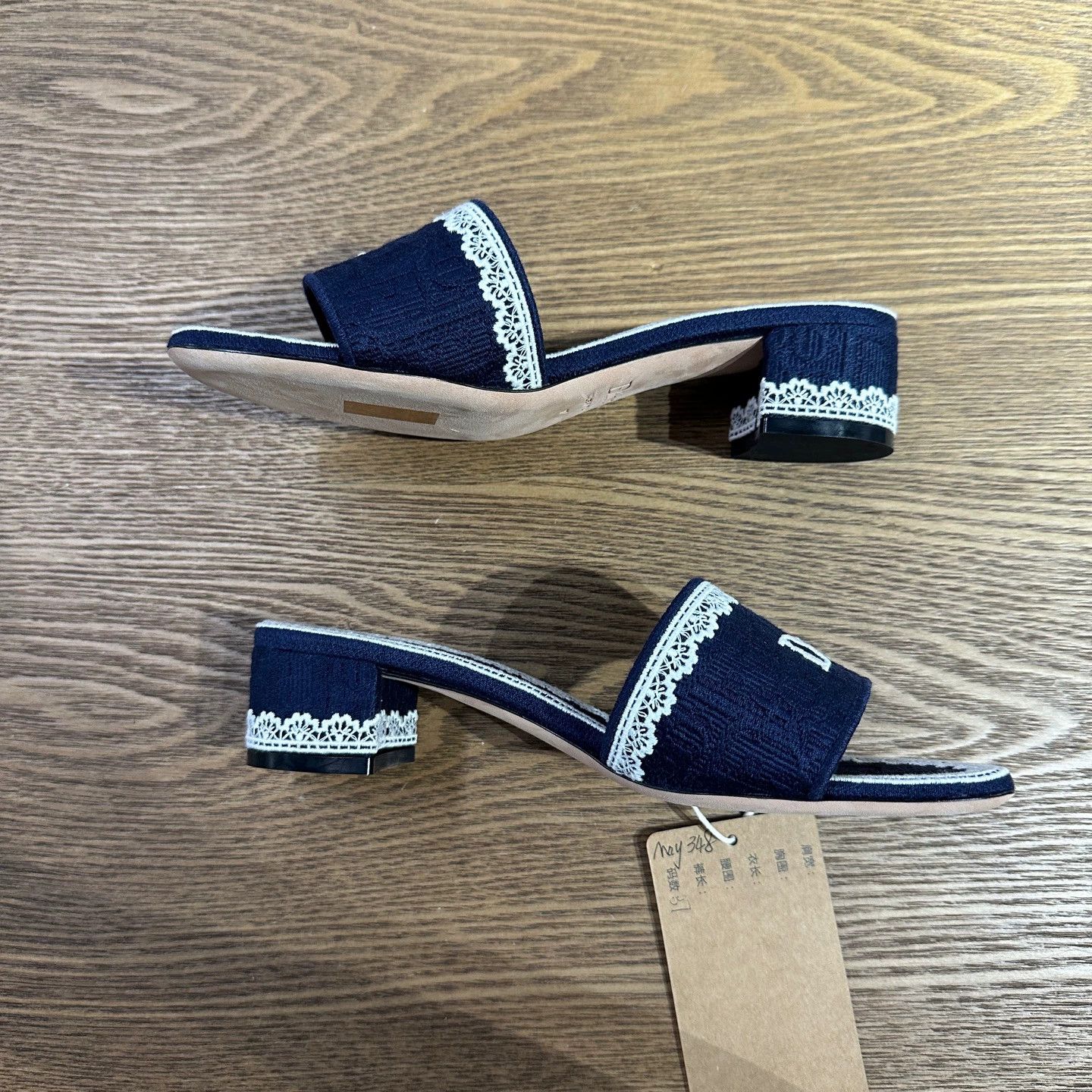 Christian Dior Monsieur Christian Dior 26SS Lace Logo Emb Block Heel Sandal 37 New Size US 6.5 / IT 36.5 - 4 Thumbnail