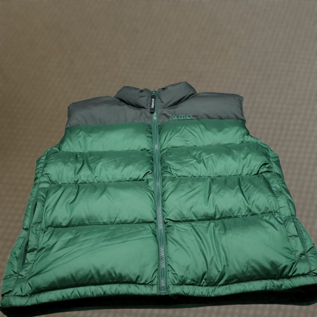 Marmot Marmot Vest Mens Large Green Down Full Zip Quilted Puffer Bodywarmer Stand-Up Collar Winter Casual Travel Size US L / EU 52-54 / 3 - 1 Thumbnail